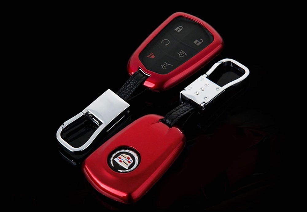 Premium Glossy Red Smart Key Fob Cover Replacement for 2015+ Cadillac ATS CTS XTS Escalade - Perfect Fit, Durable Protection (Ideal for Daily Use, Gifting & Car Enthusiasts)