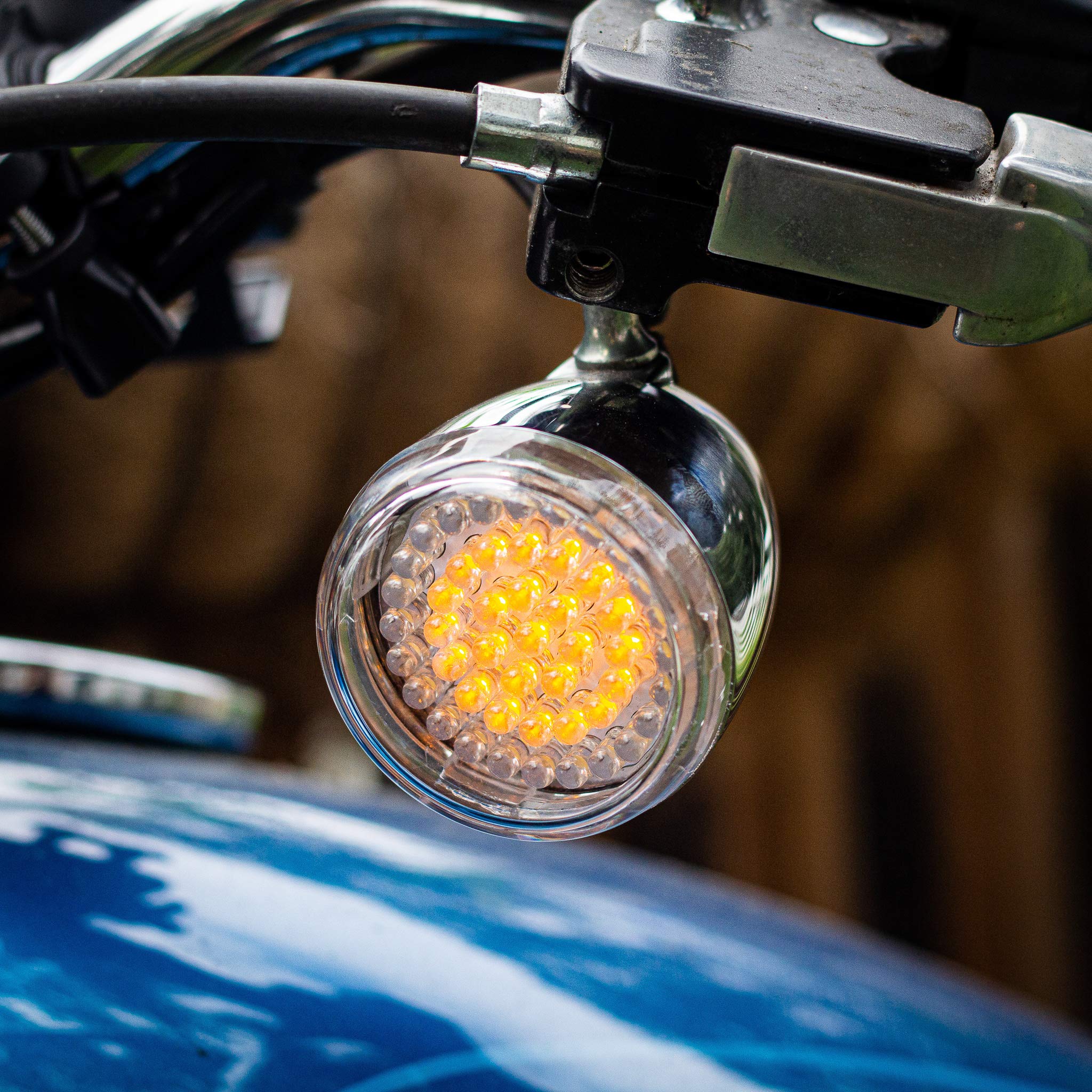 Eagle Lights 2 Inch LED Turn Signal Kit - 1157 Front & 1156 Amber Rear Bulbs with Clear Lenses - Perfect for Motorcycles, Cars, Trucks and Off-Road Vehicles