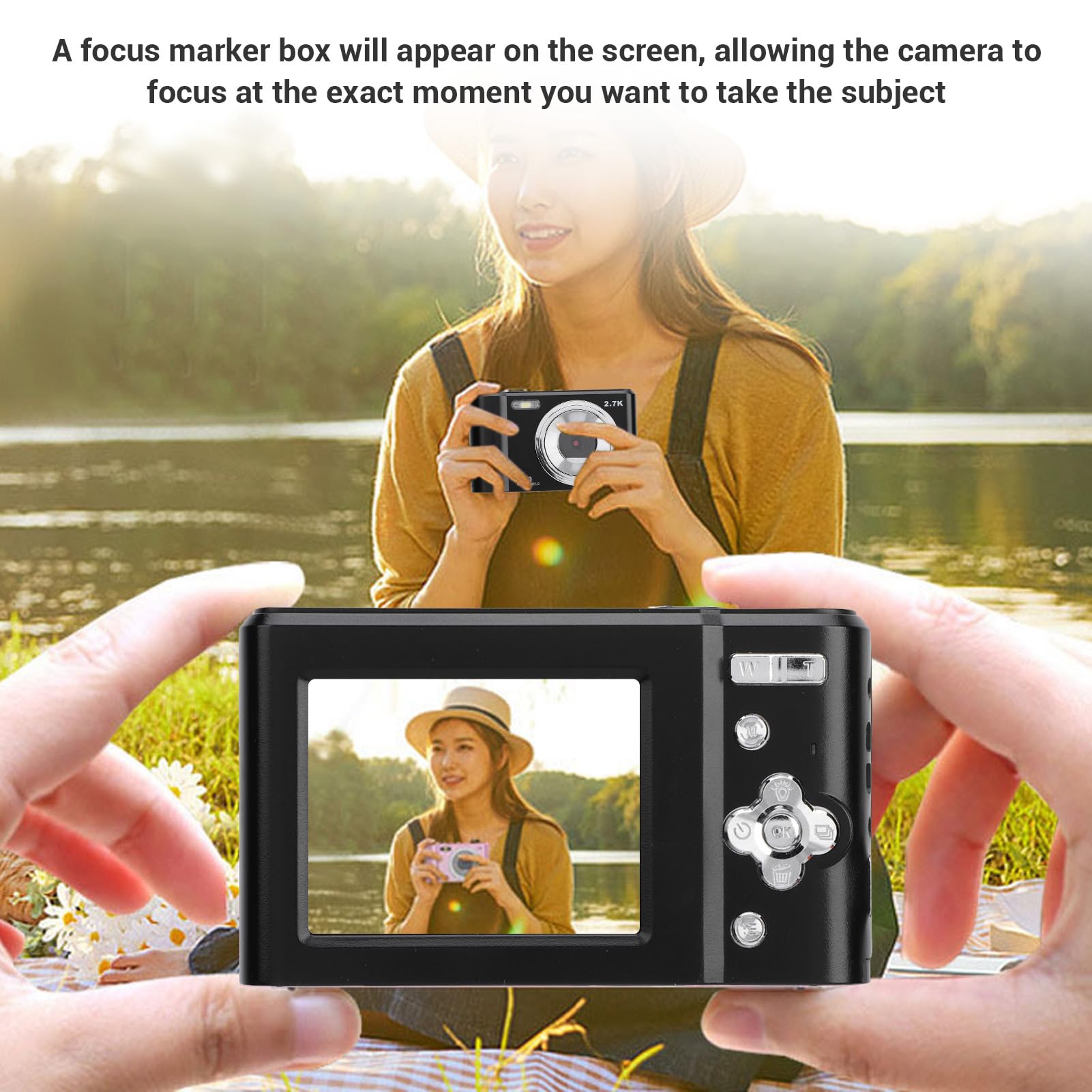 2.7K FHD Digital Camera with 8X Zoom & Anti-Shake - 2.4 Inch Compact Travel Camera for Beginners, Kids & Teens - Perfect for Vacation, Birthday Gifts & Everyday Photography (Black)