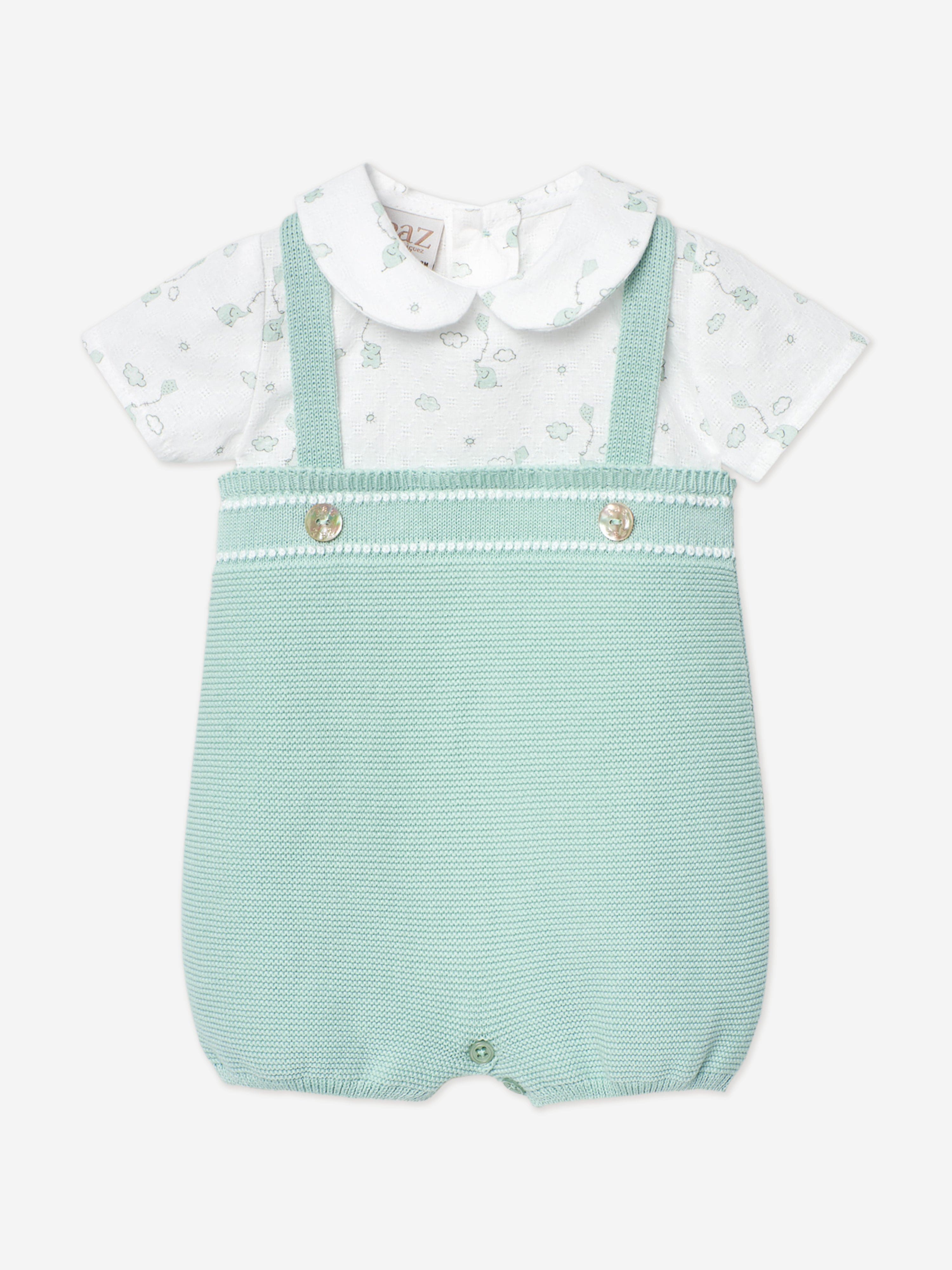Adorable Green Knitted Romper for Baby Boys - Soft & Comfortable Outfit for Newborns, Infants - Perfect for Family Photos, Playdates & Special Occasions