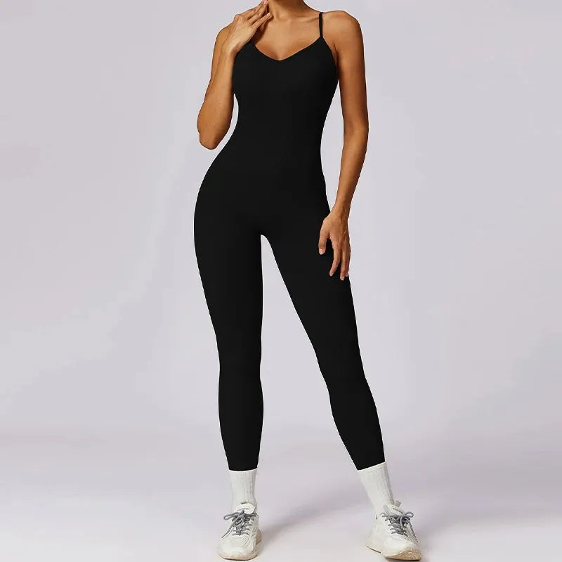 Seamless One Piece Jumpsuit for Women - Sleeveless Push Up Romper Yoga Workout Bodysuit - Perfect for Gym, Running, Yoga & Activewear