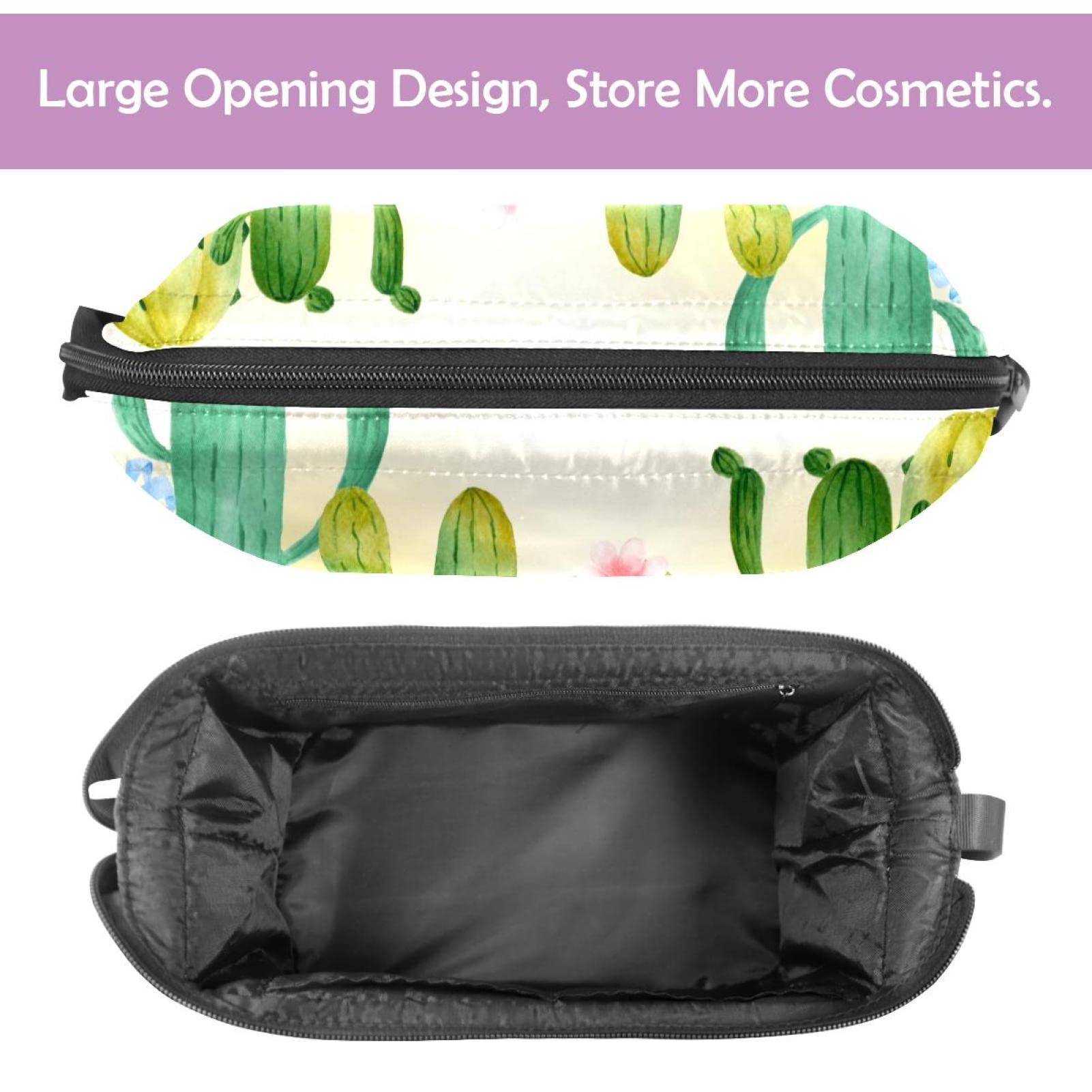 Waterproof Travel Makeup Bag for Women - Large Cosmetic Organizer with Watercolor Cacti Design - Perfect for Toiletries, Cosmetics & Travel Essentials - Ideal for Vacation, Gym & Daily Use