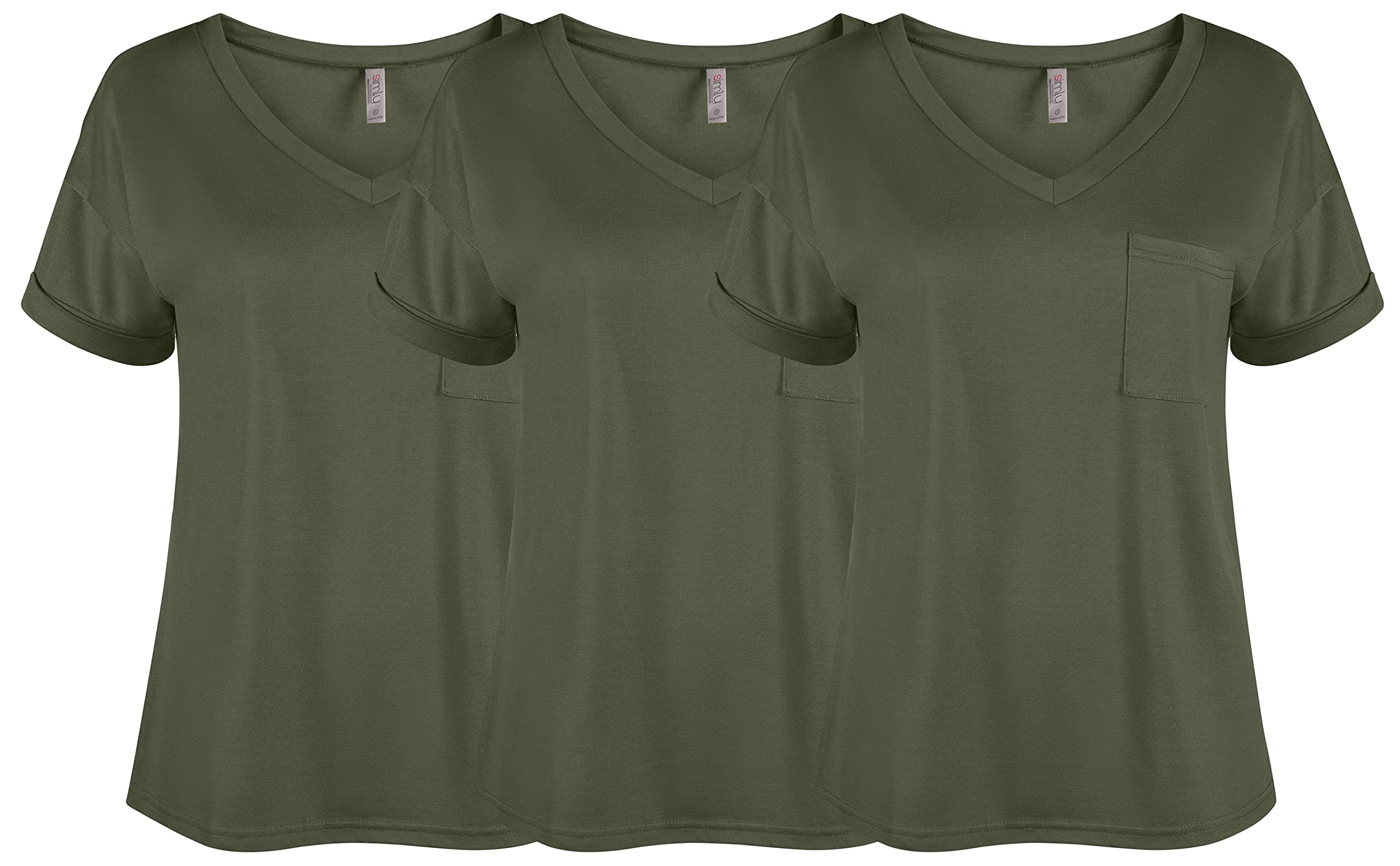 Women's Casual V-Neck T-Shirts 5-Pack - Soft Short Sleeve Tops for Everyday Wear (Regular & Plus Size) - Perfect for Work, Gym, and Weekend Outfits