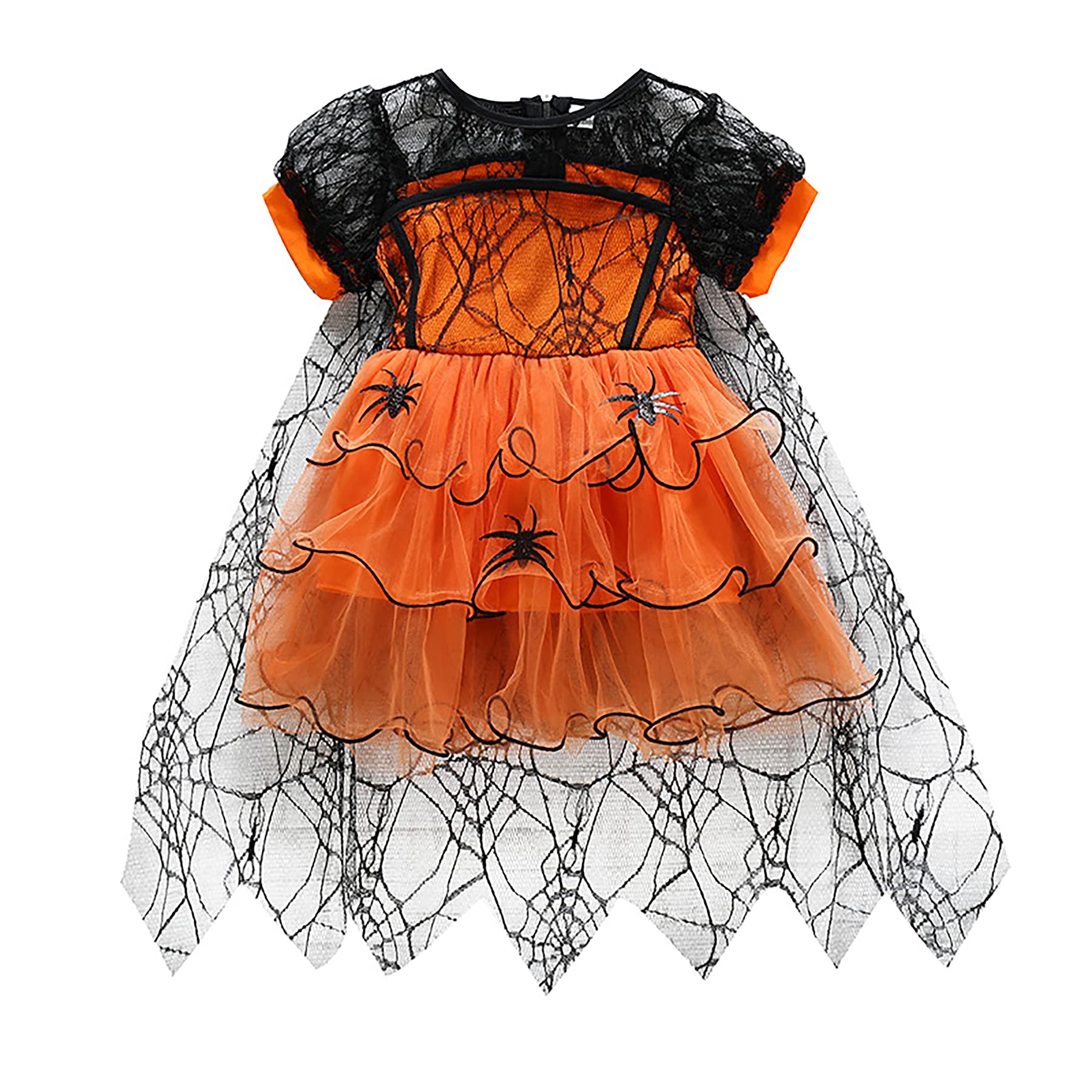 Toddler Baby Girls Halloween Dress - Lace Tulle Spider Witch Costume for Halloween Party | Cute Outfit for Trick-or-Treating & Costume Contests