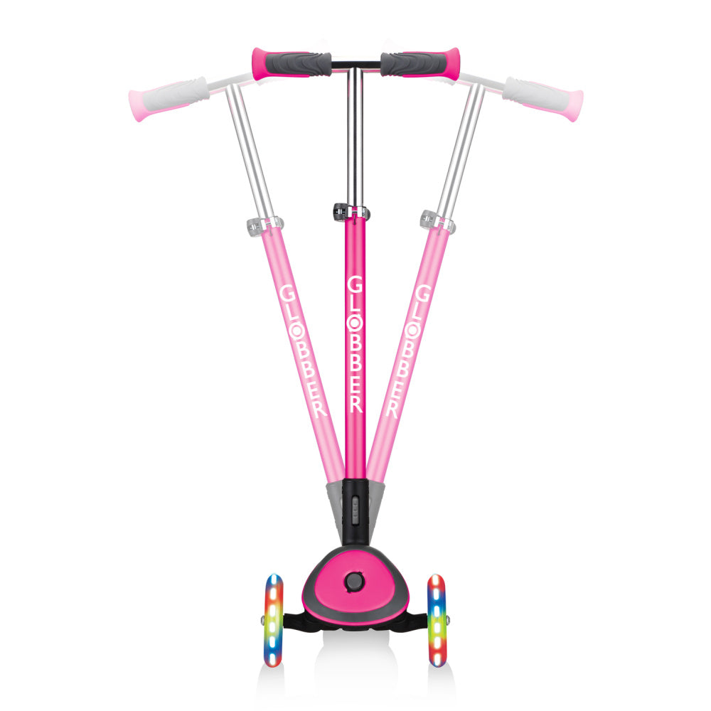 Globber Elite Deluxe Foldable Light Up Scooter for Kids - LED Wheels, Adjustable Handlebar, Portable Design - Perfect for Commuting, School, and Outdoor Fun