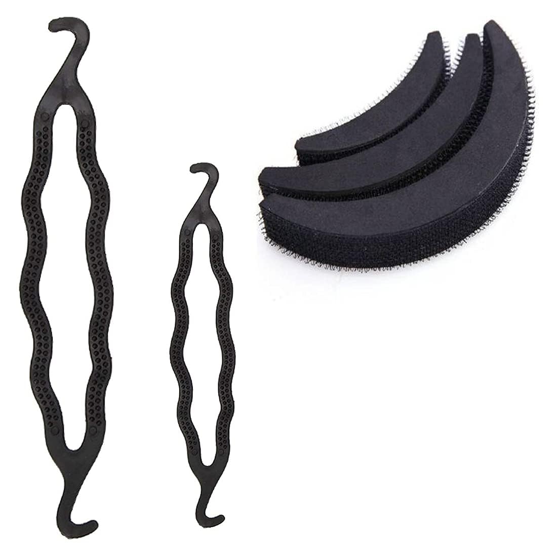 Raddhi Enterprises Plastic Juda Maker Set of 2 & Hair Bumpet Set of 5 - Small, Medium, Large Sizes | Hard Foam Hair Accessories for Women | Perfect for Parties, Weddings & Special Occasions