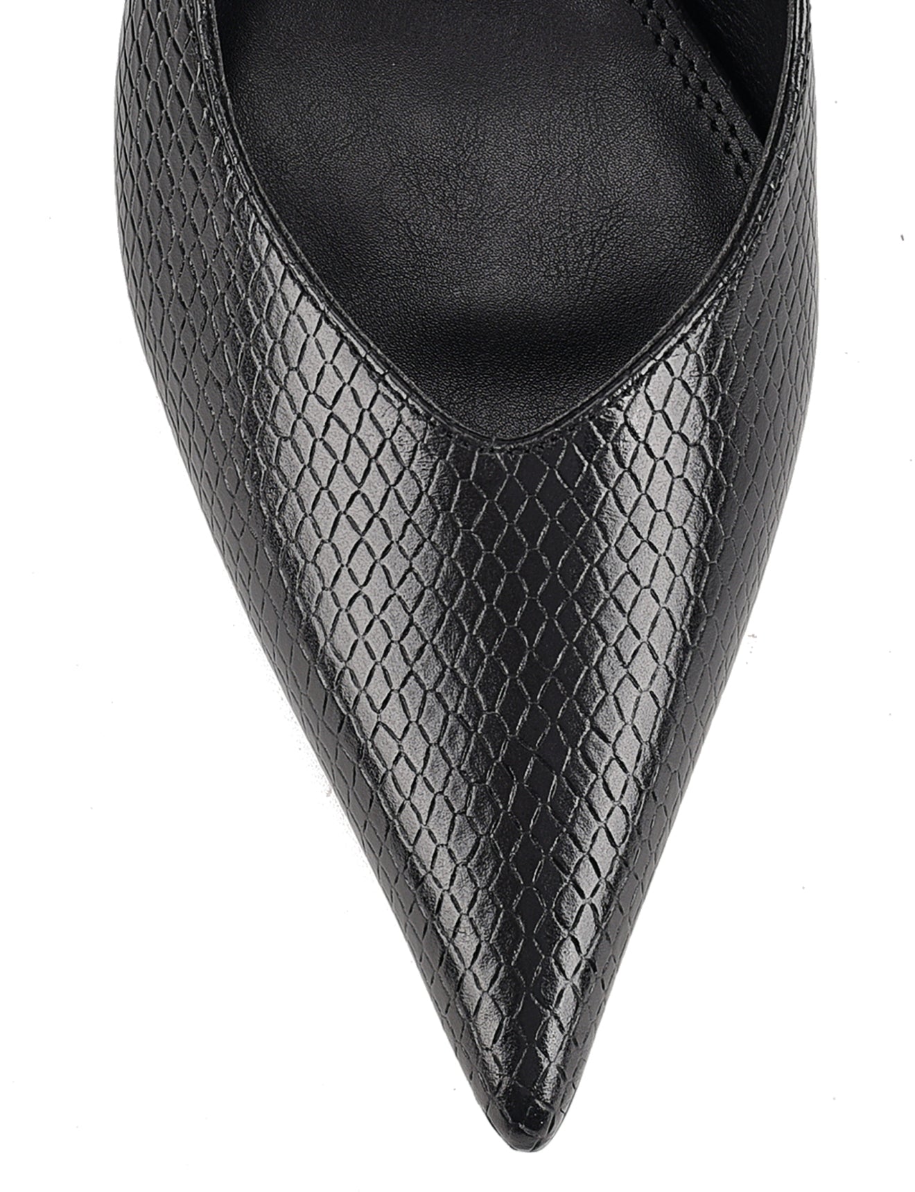 Yankee Slingback Block Heel Sandals - Black Snake Leather Women's Shoes for Work, Party & Evening Out