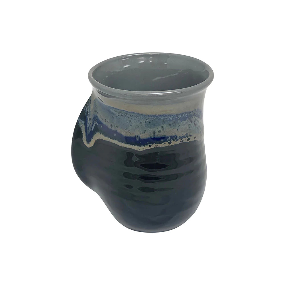 Clay in Motion Handwarmer Mug for Right Handed Users - Stormy Night Design #19SN | Perfect for Coffee, Tea & Hot Drinks at Home, Office or Outdoor Adventures