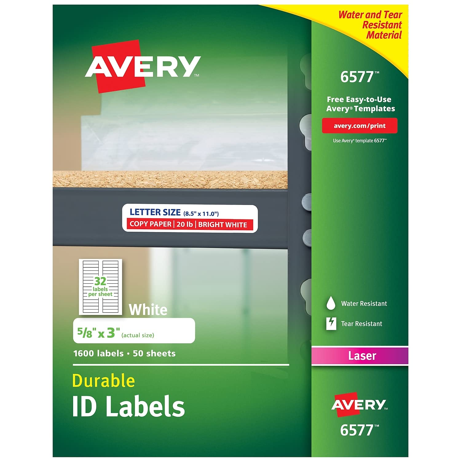 AVERY AVE6577 Permanent Durable ID Laser Labels for Office Organization, File Identification & Asset Tracking