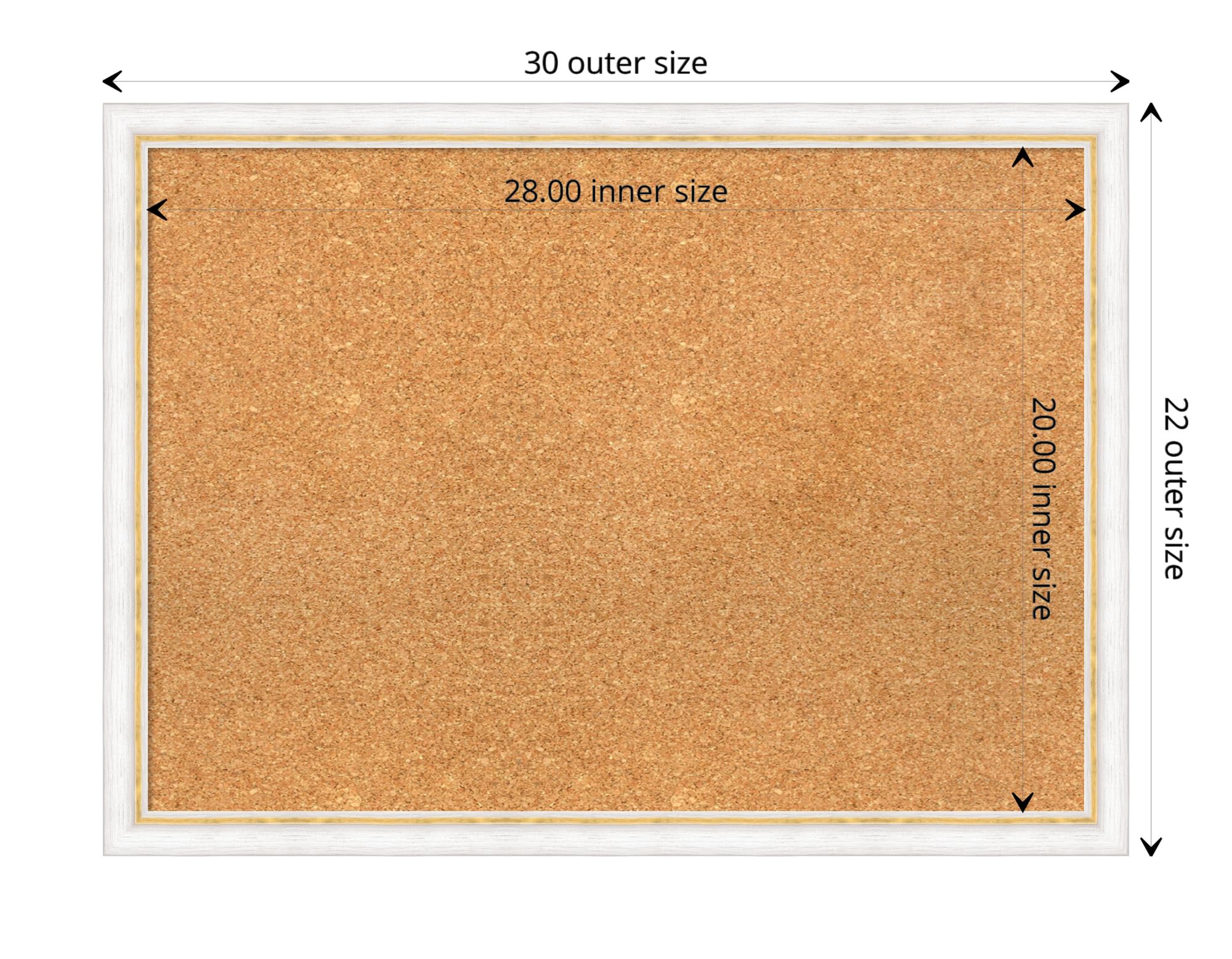 Amanti Art 22x30 Natural Cork Board with White Wood Frame - Vision Board, Office Decor & Home Organization Pinboard for Notes, Photos & Memories | Perfect for Home, Office & Dorm Room Displays