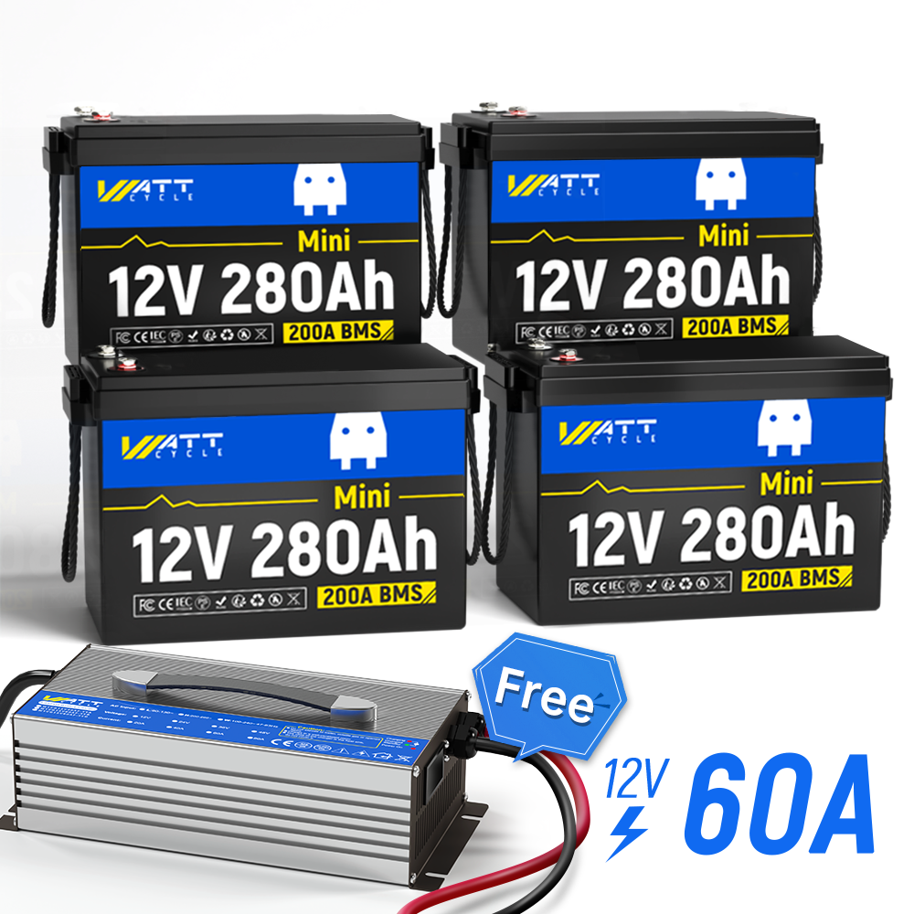 Upgraded Smart Version 12V 280Ah Mini LiFePO4 Lithium Battery - Perfect for Solar Power Systems, RVs, Marine & Off-Grid Applications