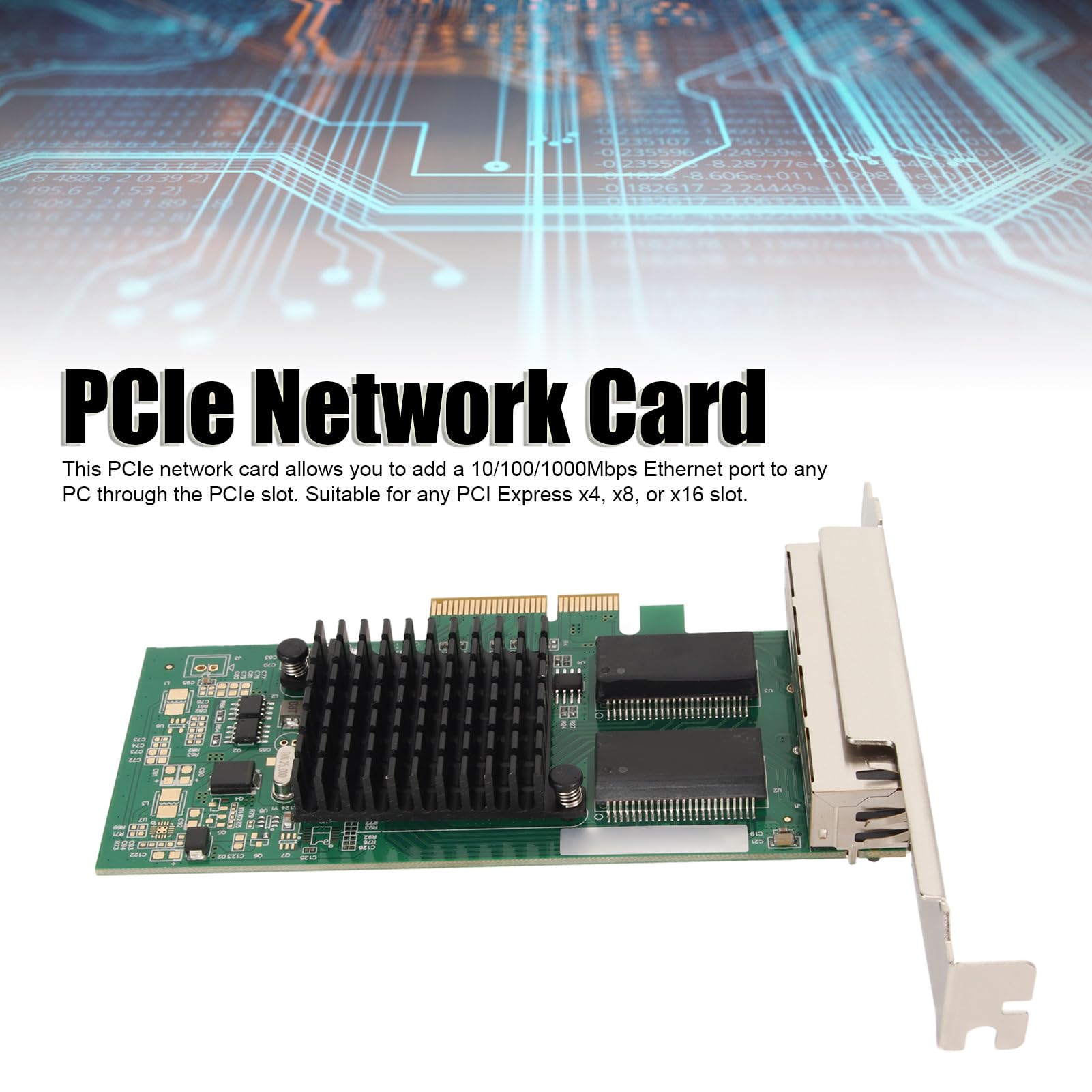 Gigabit Ethernet PCIe Network Card - 4 Port 10/100/1000Mbps RJ45 PCI Express 2.0 Adapter with Bracket for Server & Desktop Computer | High-Speed Wired Networking for Gaming, Streaming & Office Use