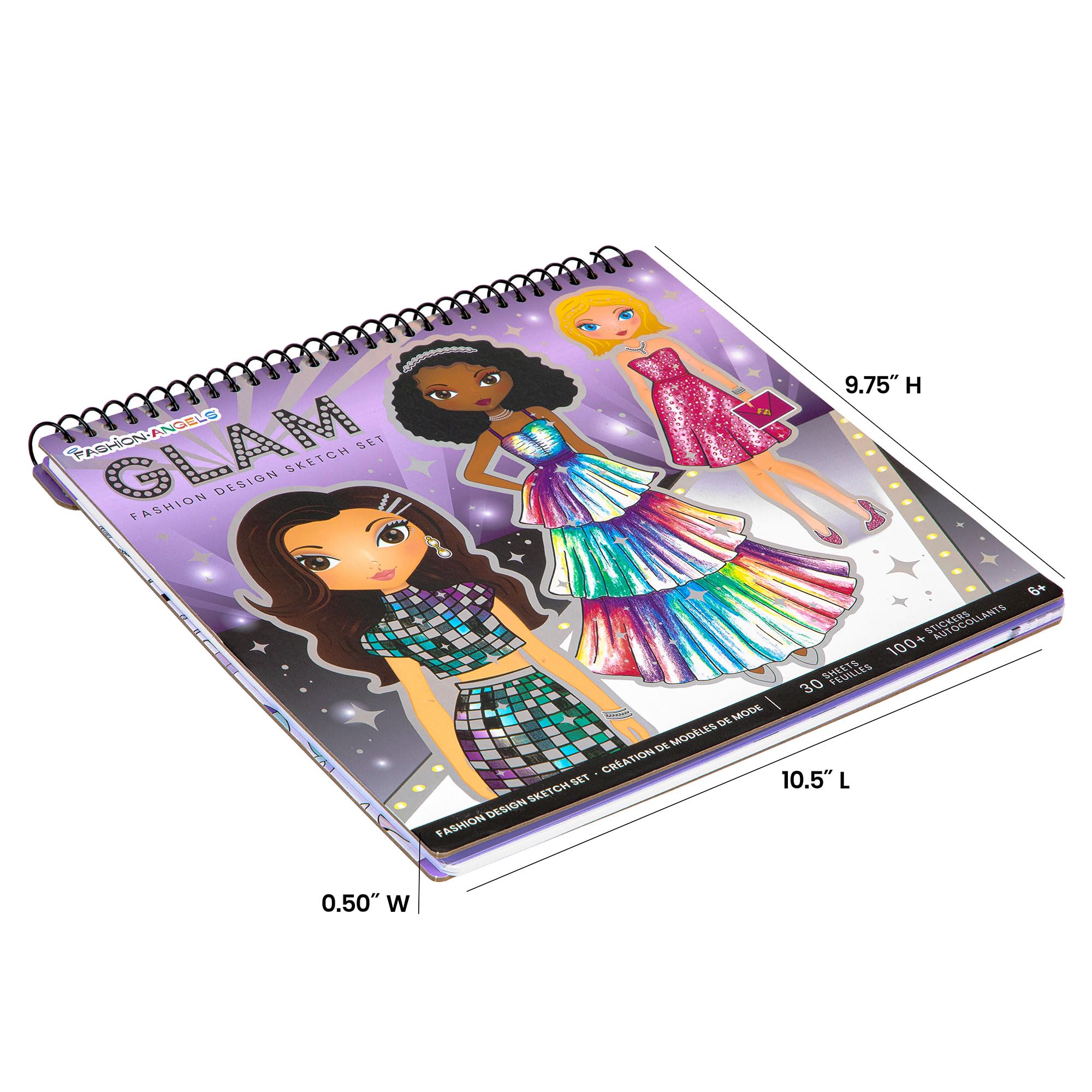 Fashion Angels Glam Fashion Sketch Set - Sketch Pad with Stencils & Stickers, Fashion Design Sketch Book for Girls & Kids, Perfect Drawing Kit for Aspiring Designers | Creative Gift for Birthday, Art Class & DIY Projects