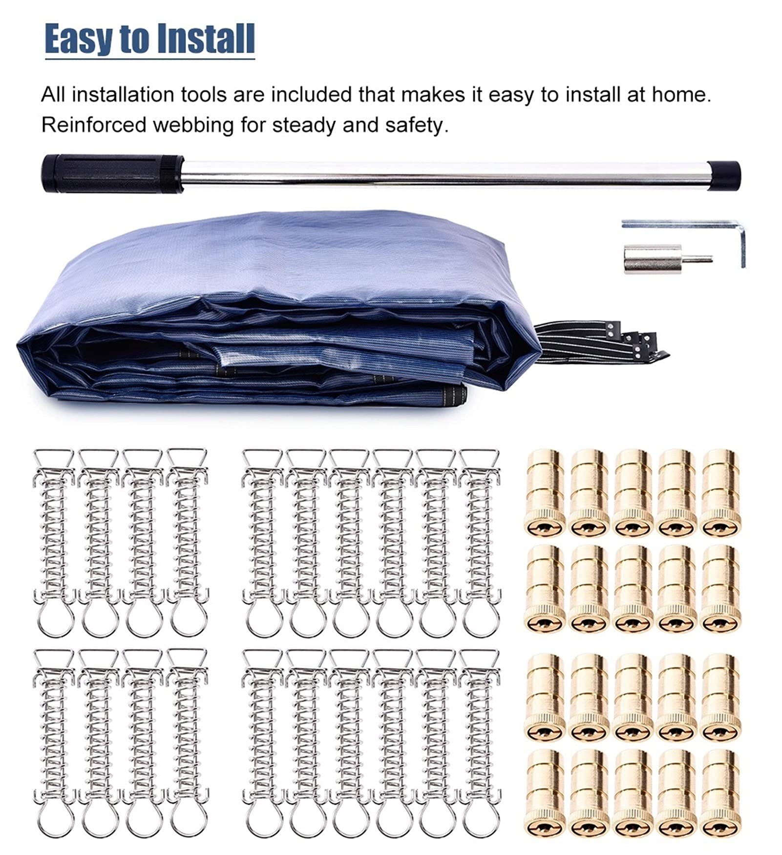 **Heavy-Duty Inground Swimming Pool Safety Cover - Winter Pool Cover with Brass Anchors & Stainless Steel Springs - Blue Mesh Design (5ft x 6ft, 150cm x 200cm) - Durable Protection for All Seasons - Perfect for Winter Storage & Year-Round Safety**
