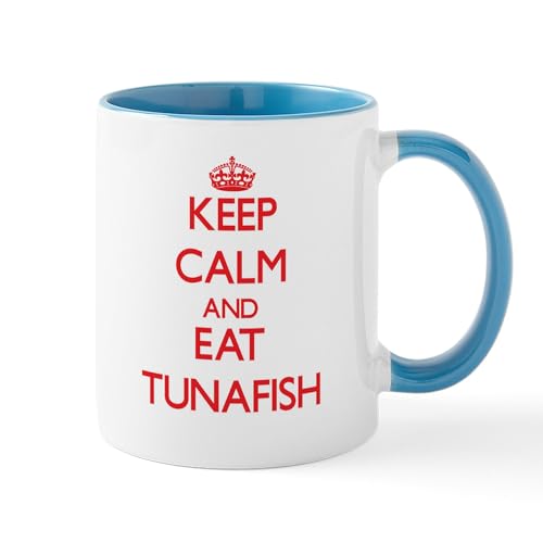 White/Blue Inside - Keep Calm And Eat Tunafish Mugs