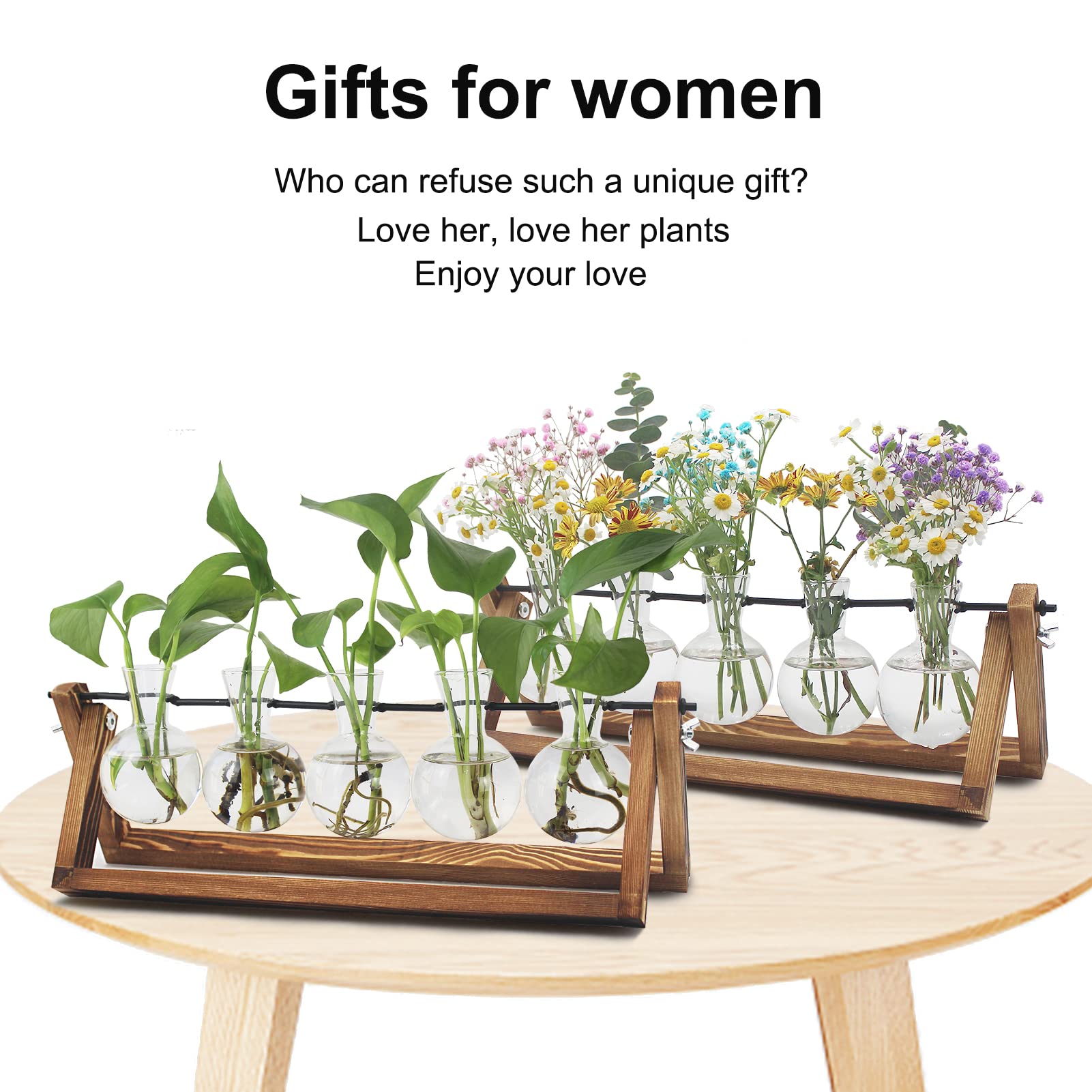 Plant Propagation Station - 5 Bulb Glass Vases for Water Rooting Plants | Unique Gardening Gifts for Women, Plant Lovers, Mom & Best Friend | Perfect for Home Decor, Indoor Gardening & Gift Giving