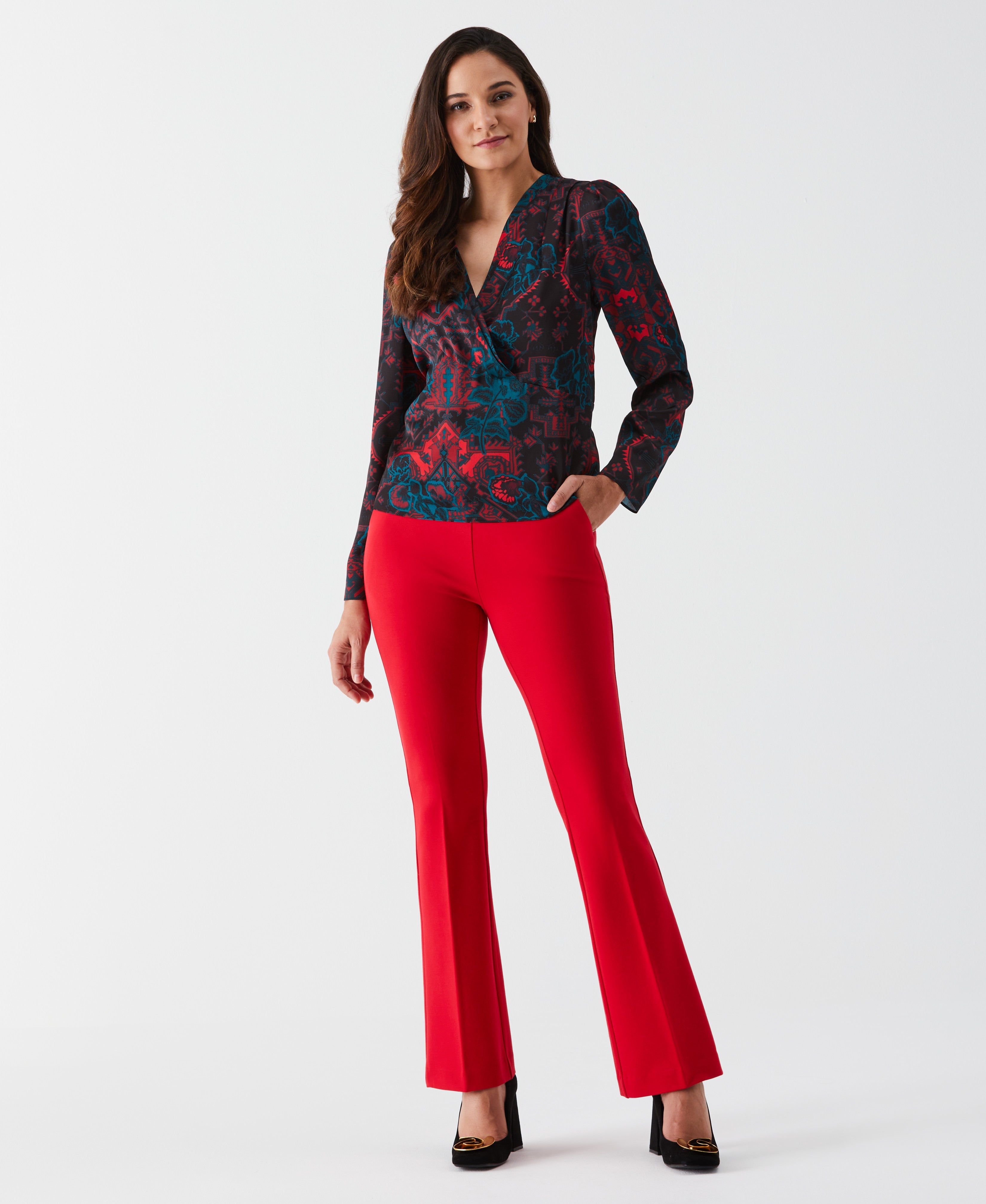 Stylish Ponte Boot Cut Pants for Women - Comfortable & Flattering Stretch Trousers - Perfect for Work, Office & Casual Wear