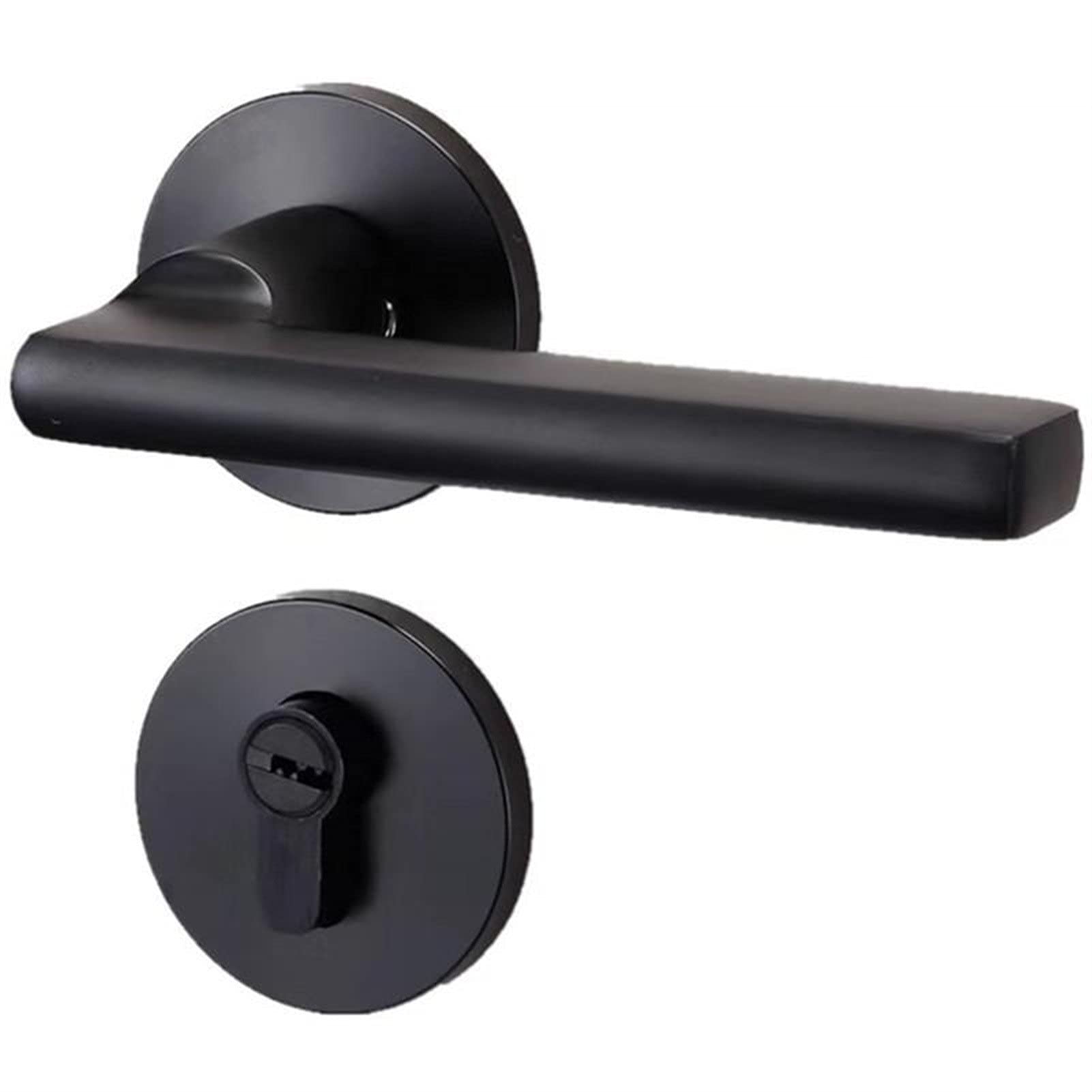 Black Space Aluminum Door Handle - Split Silent Interior/Bedroom Door Lock with Stylish Design | Durable Door Hardware for Home, Office & Hotel Use (Color: Black)