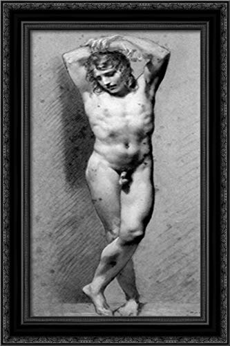 Pierre Paul Prud'hon Male Nude Standing Canvas Art - 16x24 Black Ornate Wood Framed Wall Decor | Classic Figure Painting for Living Room, Bedroom & Office