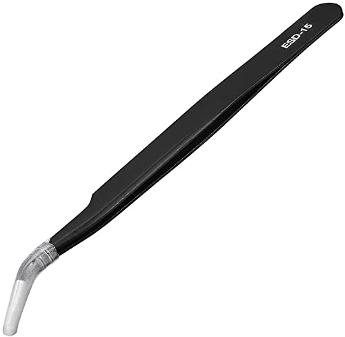 Professional ESD-15 Anti-Static Precision Tweezers - 120mm Stainless Steel Craft Tweezers for Jewelry Making, Electronics Repair & PCB Work - Perfect for Watch Repair, Soldering & Micro Assembly