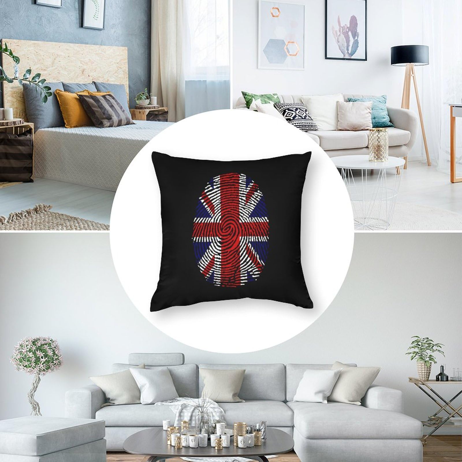 British Flag Finger Polyester Pillow Cases - Soft & Smooth 18x18 Inch Cushion Covers for Sofa, Bed, Living Room Decor - 1 Piece - Perfect for Home, Office & Travel Accessories