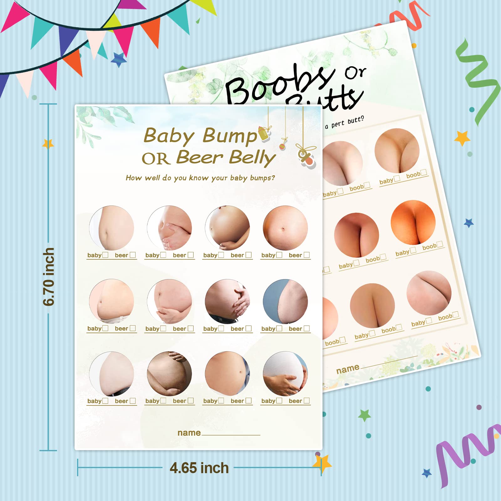 50 Double-Sided Baby Shower Games (2 Fun & Hilarious Gender Neutral Games with Answer Keys) - Perfect for Coed Showers, Virtual Parties & Nursery Celebrations