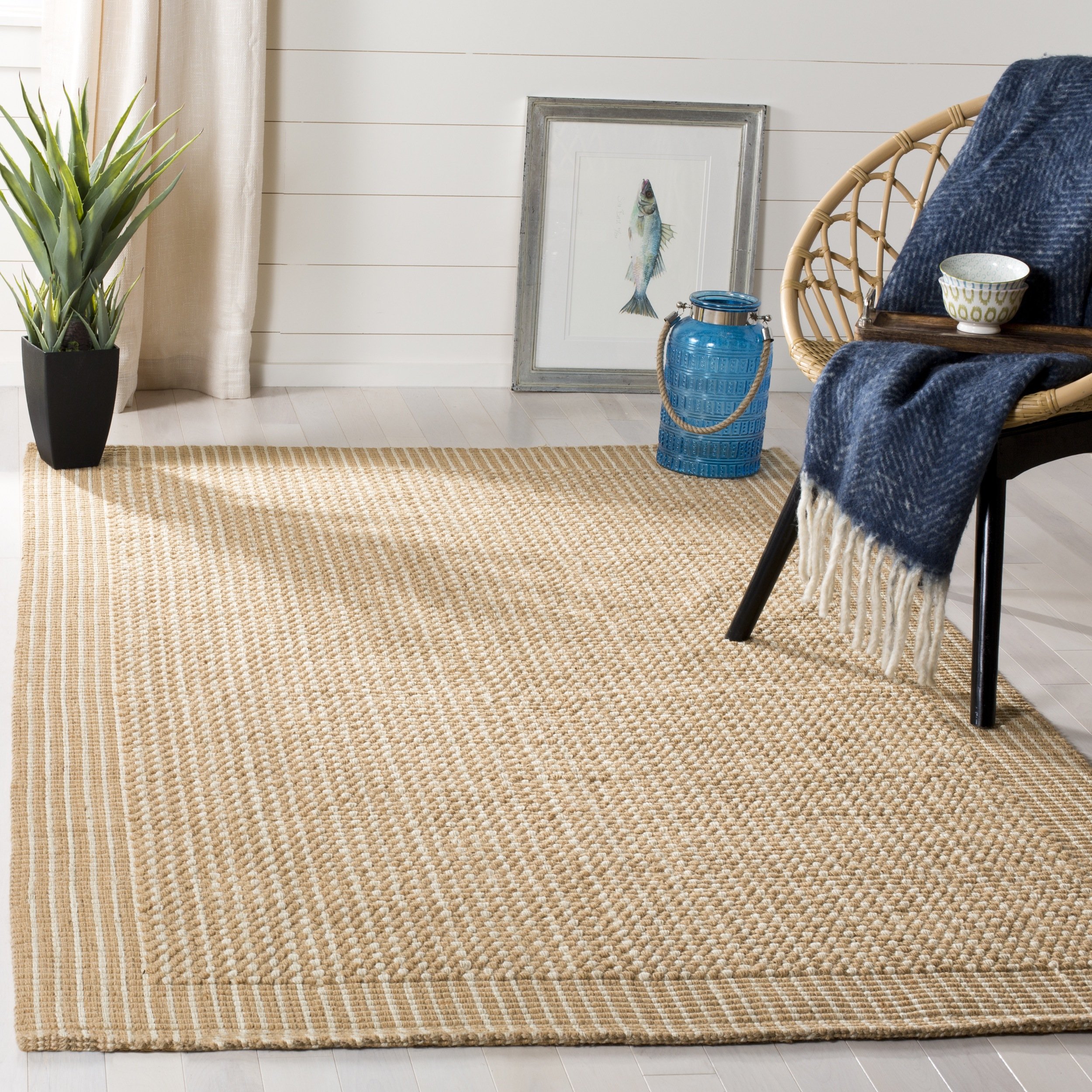 SAFAVIEH Natural Fiber Handmade Jute Area Rug - 6' Square Ivory Beige, Eco-Friendly Floor Mat for Living Room, Bedroom & High Traffic Areas | Durable Home Decor (NF449A) Perfect for Bohemian & Coastal Style Interiors