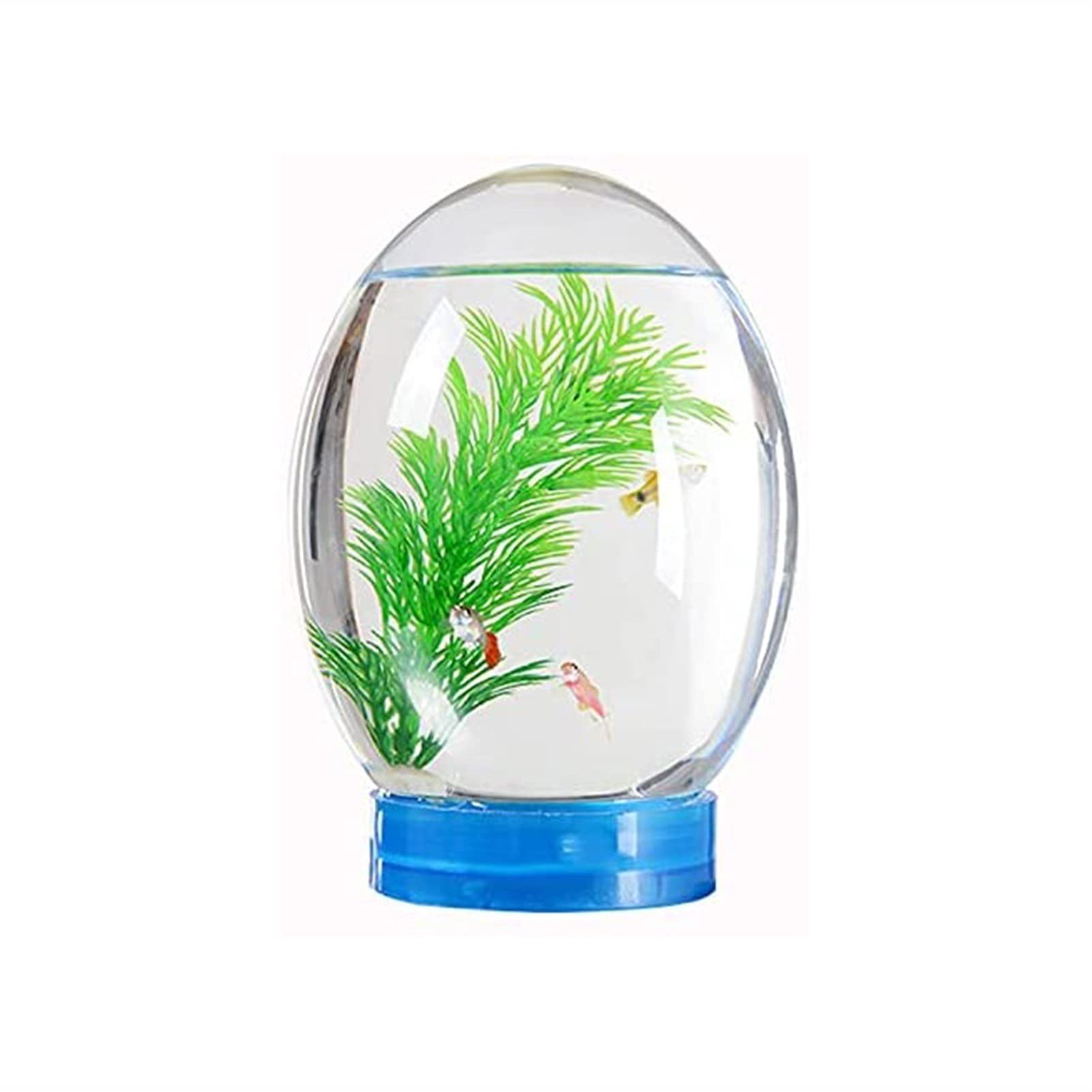 Transparent Round Mini Desktop Fish Tank with LED Light - Closed Aquatic Ecosystem Aquarium for Betta Fish, Home & Office Decoration | Perfect for Small Spaces, Ecological Landscaping & Relaxation