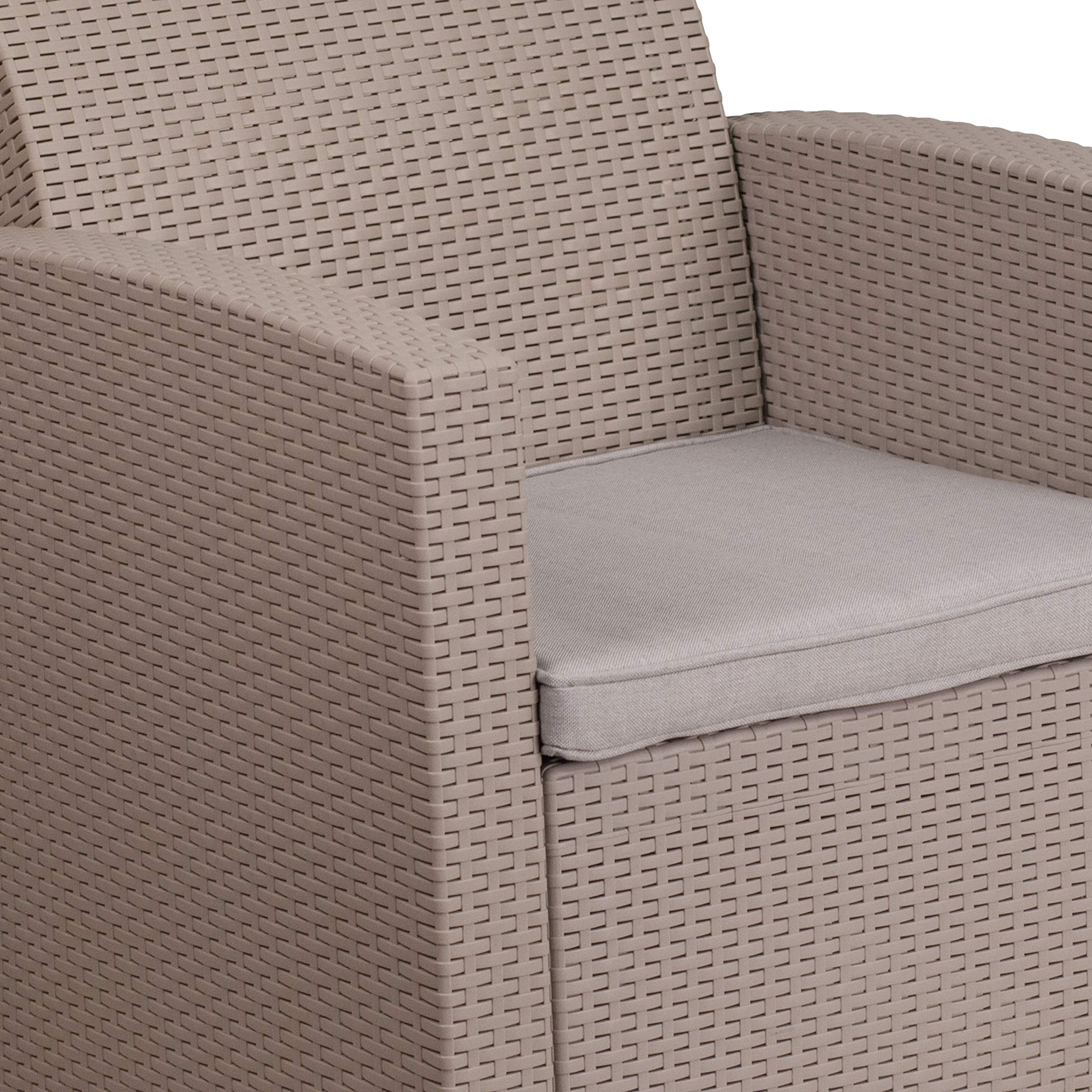 Light Gray Faux Rattan Chair with Cushion - Modern Patio Furniture for Outdoor Lounge, Garden, Balcony & Porch Decor