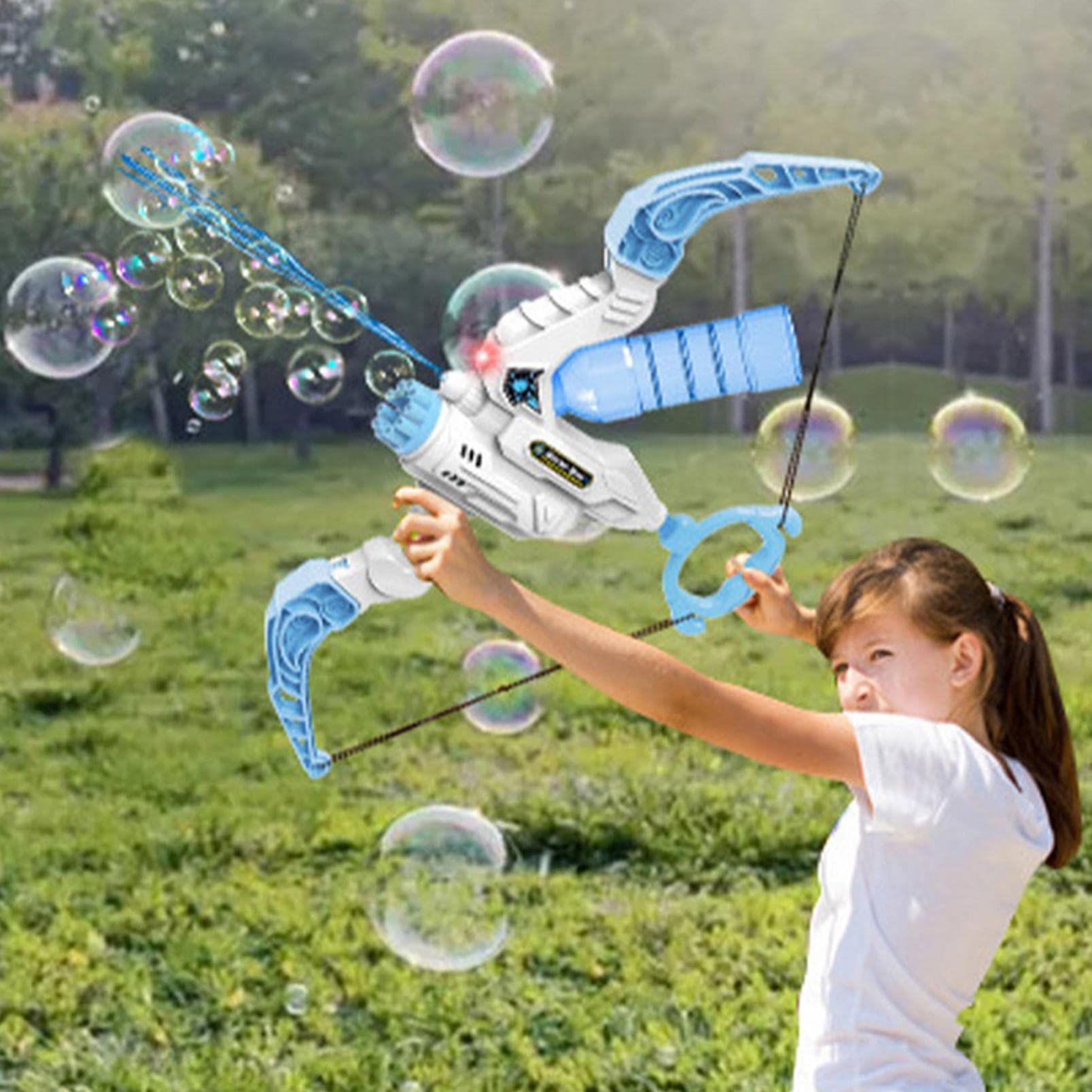 Automatic Bubble Machine with Bow Shape - 2 in 1 Water Sprayer for Kids | Fun Outdoor Party Toy for Boys & Girls (Green/Red) | Perfect for Birthday Parties, Backyard Play & Summer Activities