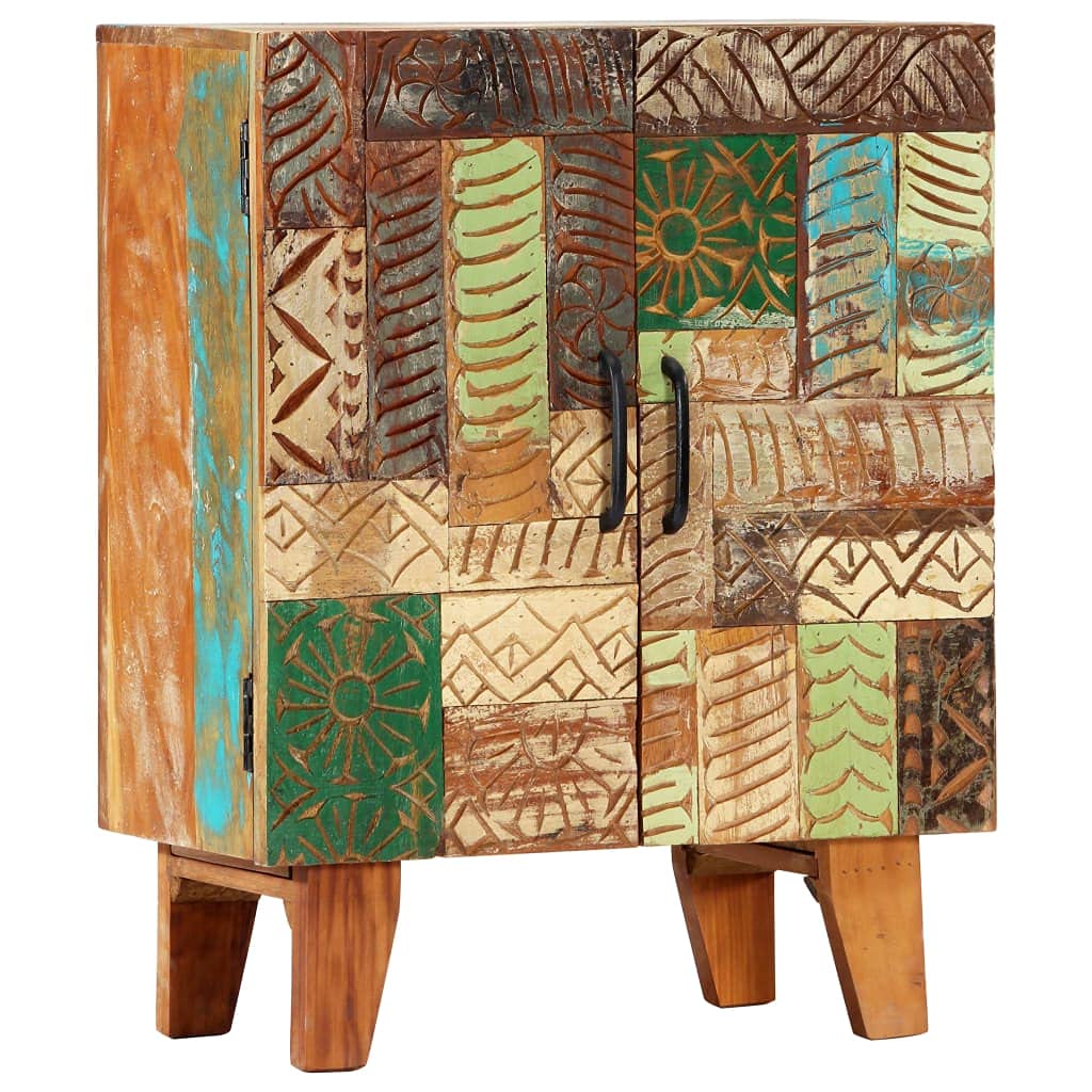 Hand Carved Solid Reclaimed Wood Sideboard Cabinet 23.6