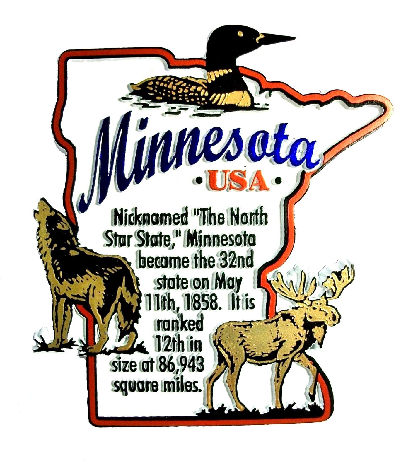 Minnesota State Outline Fridge Magnet - The North Star State Souvenir for Refrigerators & Metal Surfaces - Perfect for Travel Memories, Home Decor, and Gifts