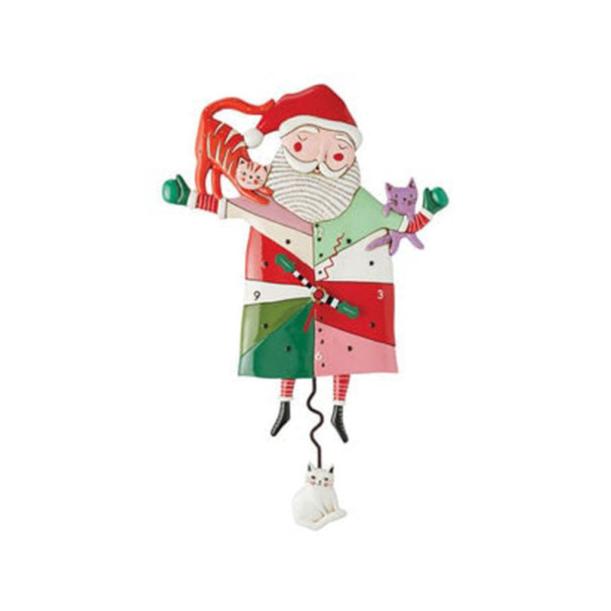 Allen Designs Crazy Cat Santa Clock - Fun Holiday Wall Decor for Christmas, Home & Office | Perfect Gift for Cat Lovers
