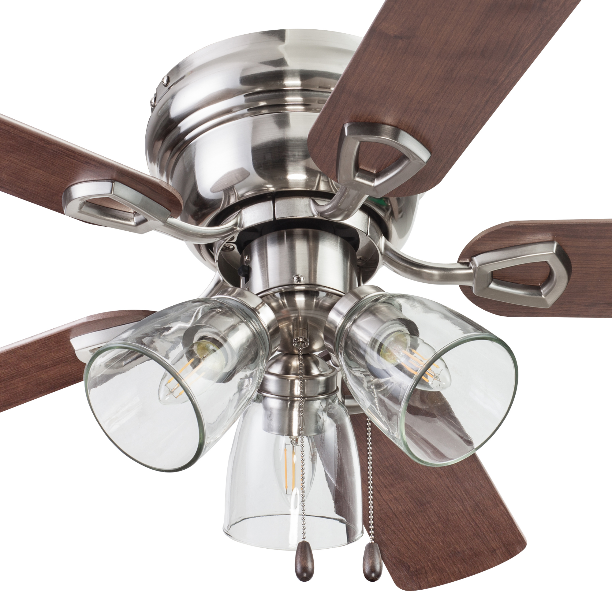42 Inch Renton Brushed Nickel Ceiling Fan with Pull Chain - Perfect for Bedroom, Living Room & Outdoor Spaces