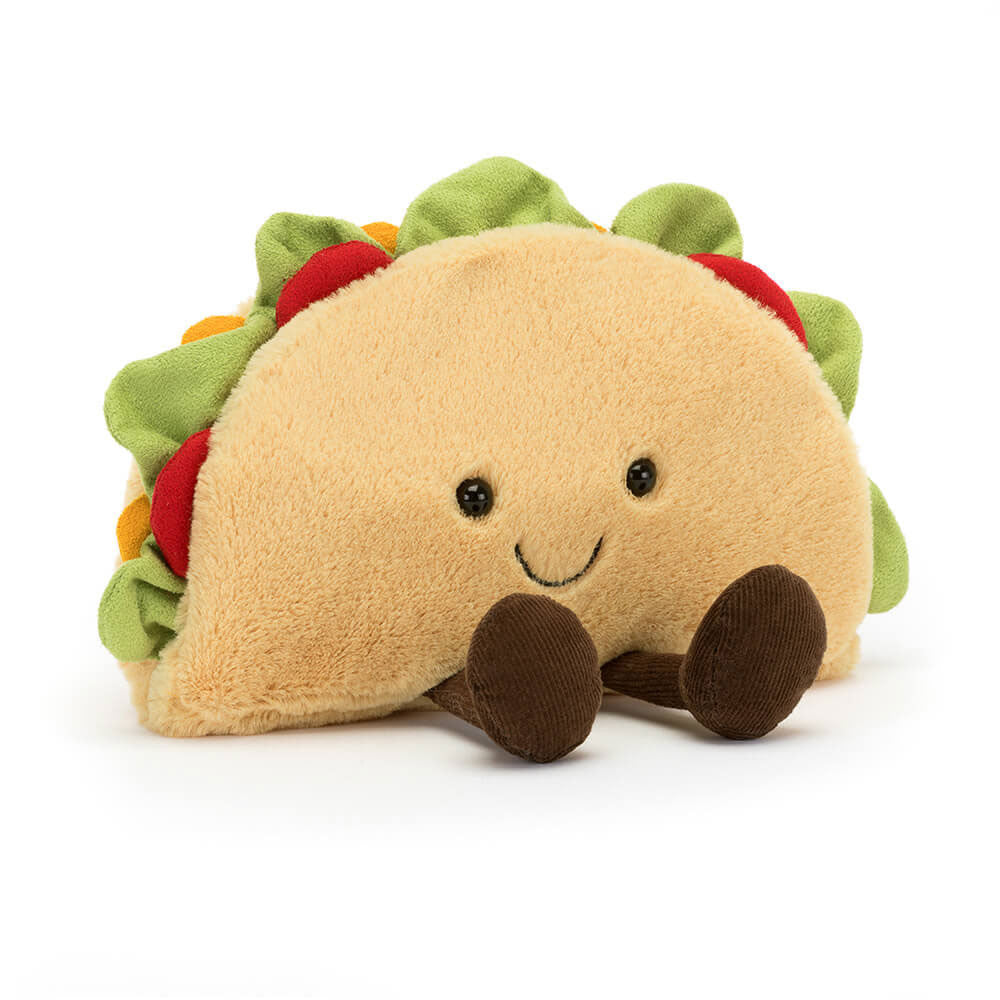 Jellycat Amuseables Taco Plush Toy - Soft & Cuddly Stuffed Taco for Kids & Adults - Perfect for Playtime, Gifts, and Home Decor