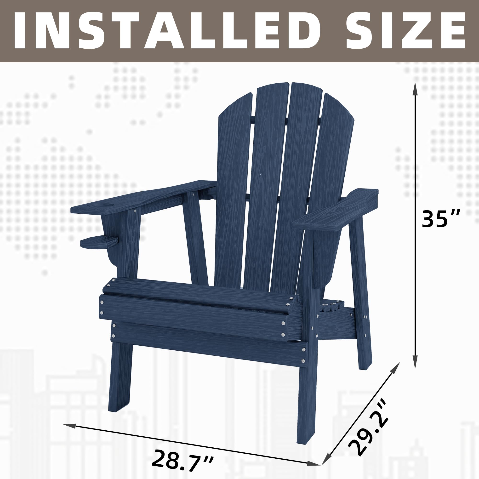 **Premium HDPE All-Weather Adirondack Chairs – Durable Outdoor Fire Pit Seating in Navy Blue – Perfect for Patio, Garden & Backyard Relaxation**