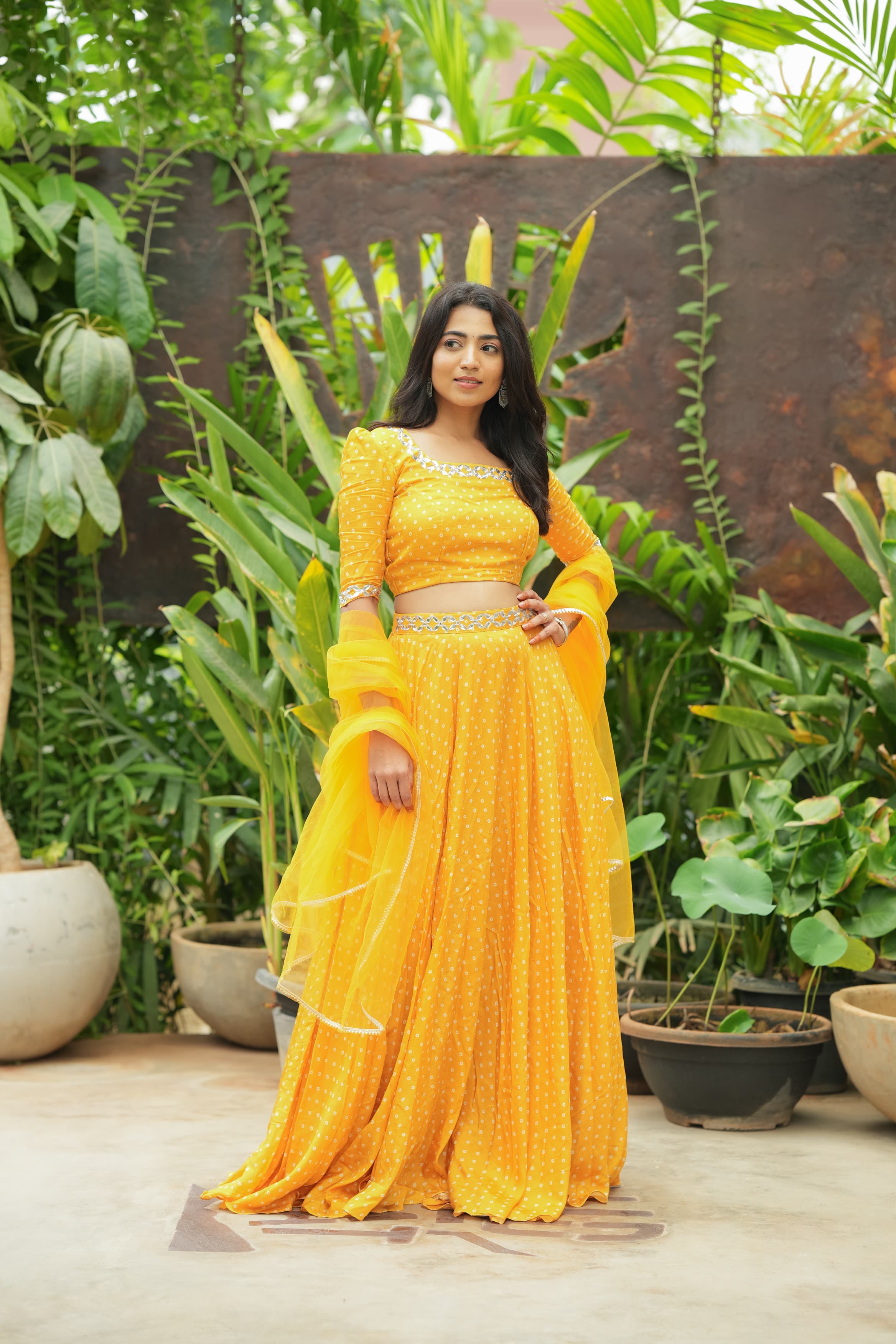 DD562 Aadhya Yellow Bandhani Lehenga Choli Set - Traditional Indian Bridal Wear for Weddings, Festivals & Special Occasions
