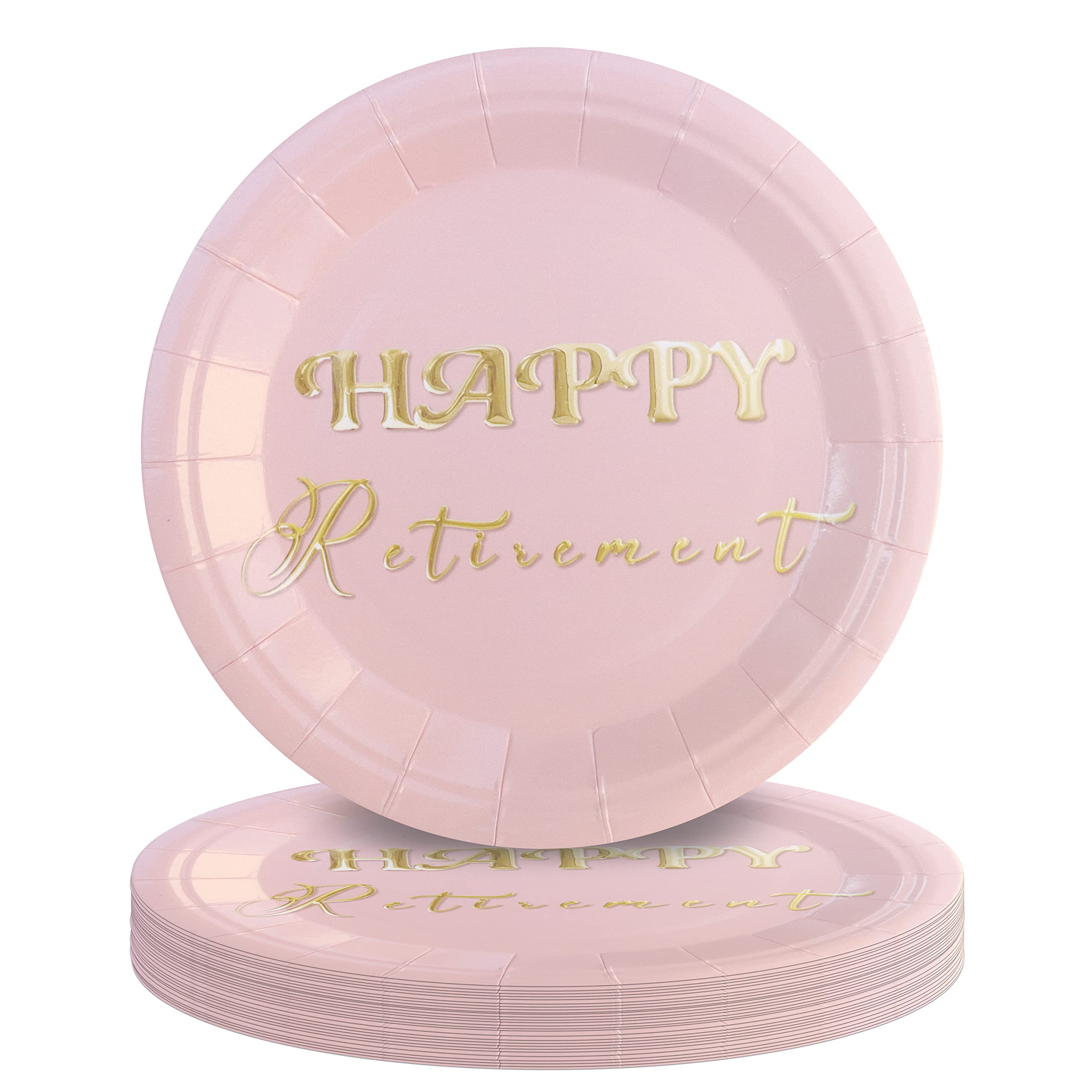 50-Piece Rose Gold Retirement Party Dessert Plates - 7 Inch Disposable Pink Cake Plates for Women's Retirement Celebration - Perfect for Retirement Parties, Bridal Showers & Birthday Events