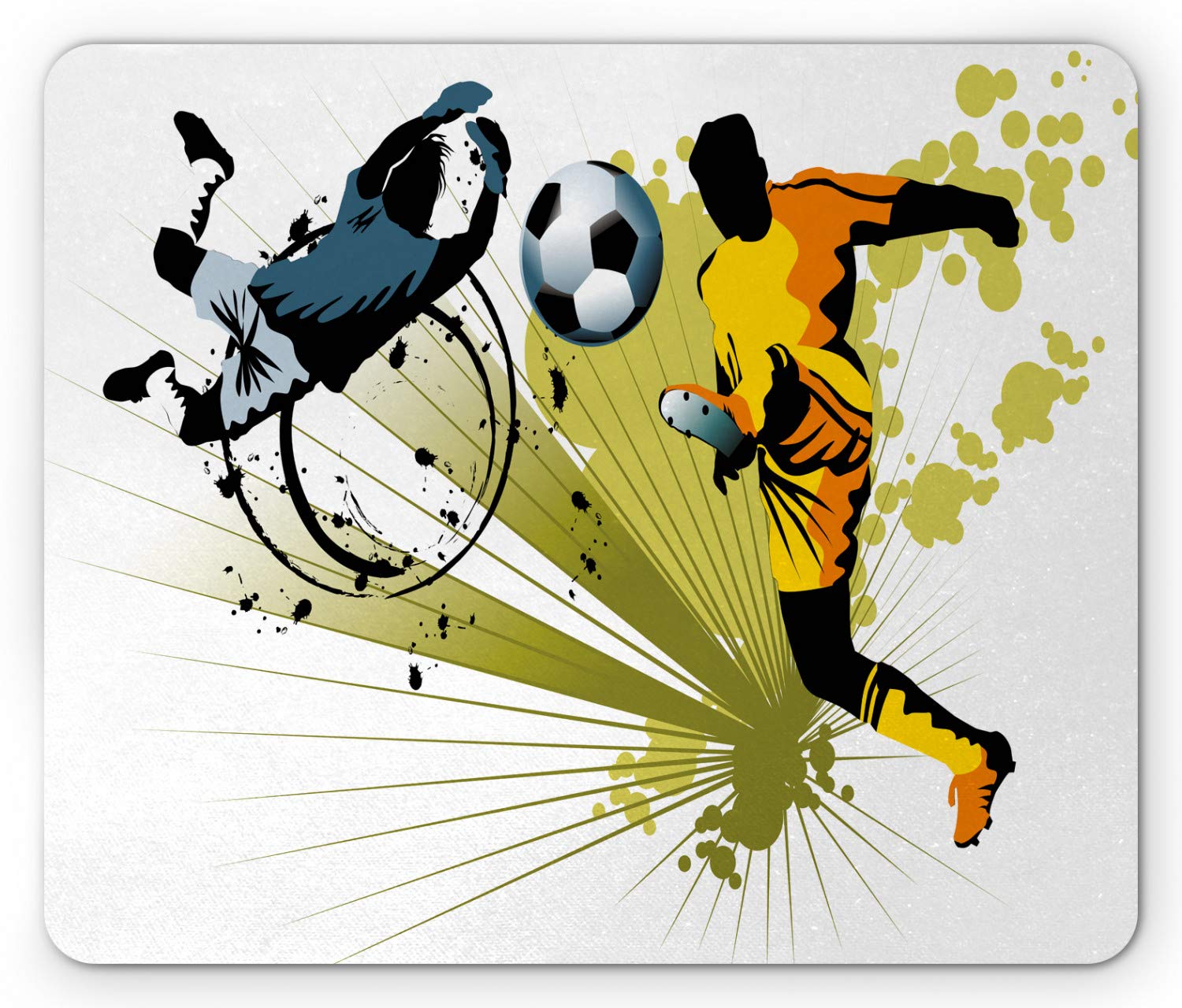 Lunarable Sports Mouse Pad - Soccer Player Jumping Goalkeeper Abstract Design with Colorful Splash Effects, Non-Slip Rubber Base, Standard Size Rectangle Gaming Mousepad (Multicolor) - Perfect for PC Gaming, Office Work & Esports Enthusiasts
