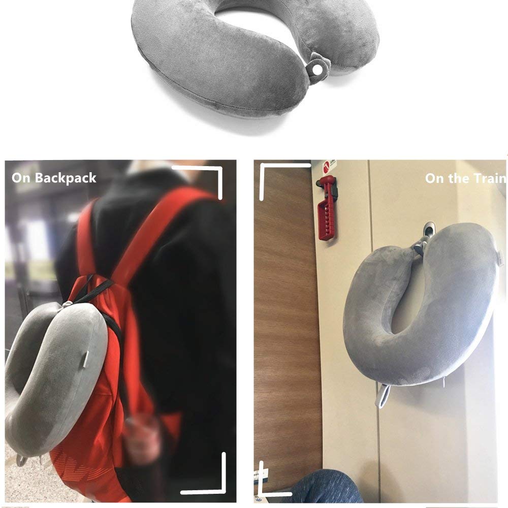 SILLYME Travel Neck Pillow - Soft & Comfortable Airplane, Train, Car Support Cushion for Sleeping (Grey) - Perfect for Long Flights, Road Trips & Office Naps