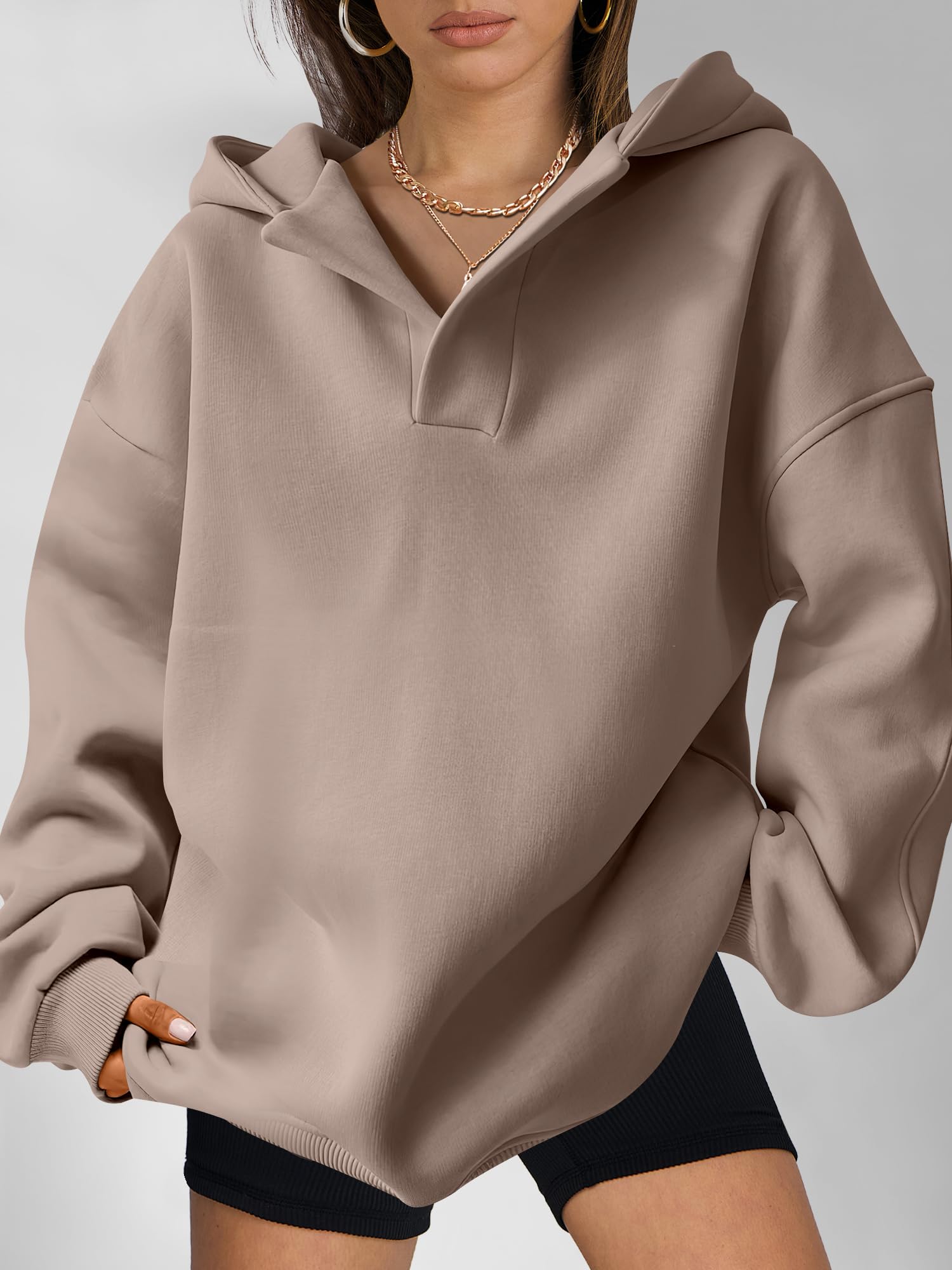 ANRABESS Women's Oversized Hoodies - V Neck Long Sleeve Pullover Sweatshirts for Casual Wear | Fall Fashion 2025 Trendy Preppy Clothes for Teen Girls | Perfect for School, Weekend Outfits & Cozy Loungewear