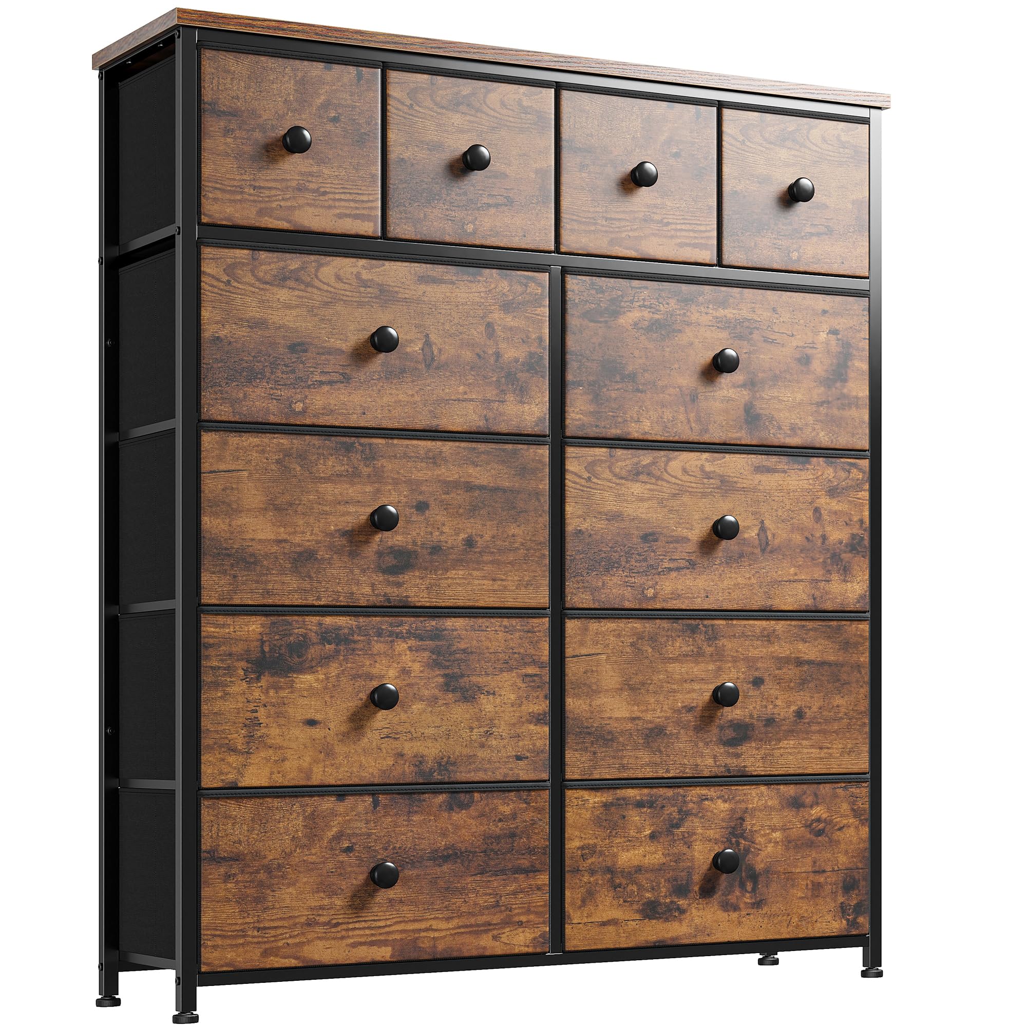 A Tale of Transformation: The Rustic Brown Fabric Chest of Drawers