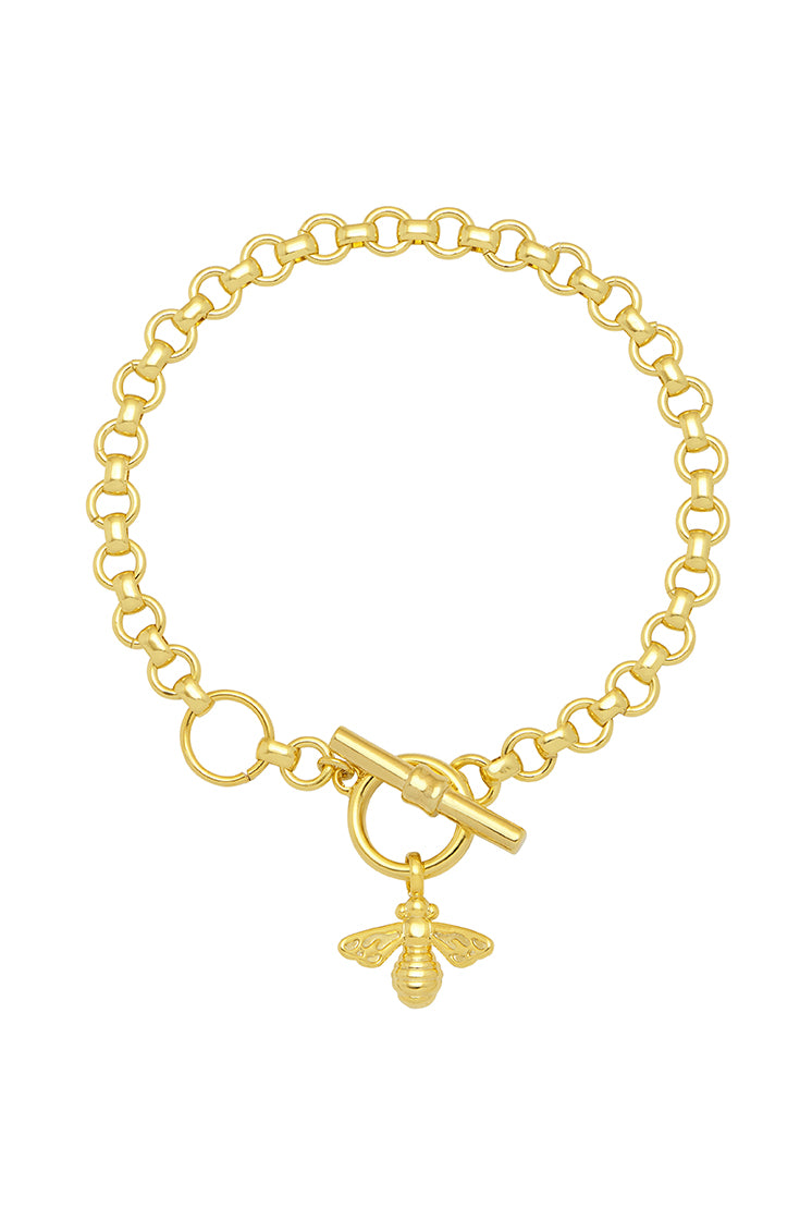 Bumble Bee T Bar Bracelet for Women - Elegant Gold Bee Charm Adjustable Bangle - Perfect for Casual Wear, Parties & Gifts