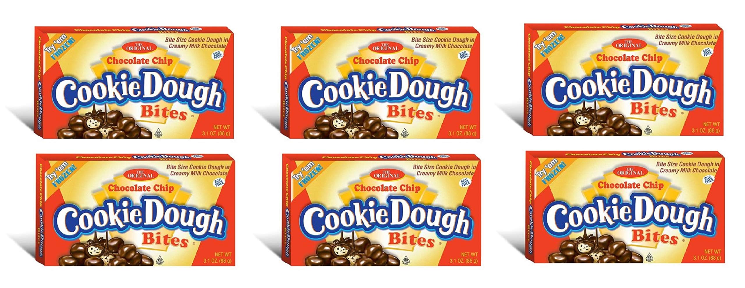 Original Chocolate Chip Cookie Dough Bites 3.1oz (Pack of 6) - Delicious Snack for Movie Nights, Parties & Office Treats