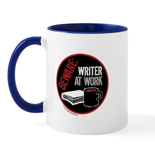 White/Navy Inside - Writer At Work Mug