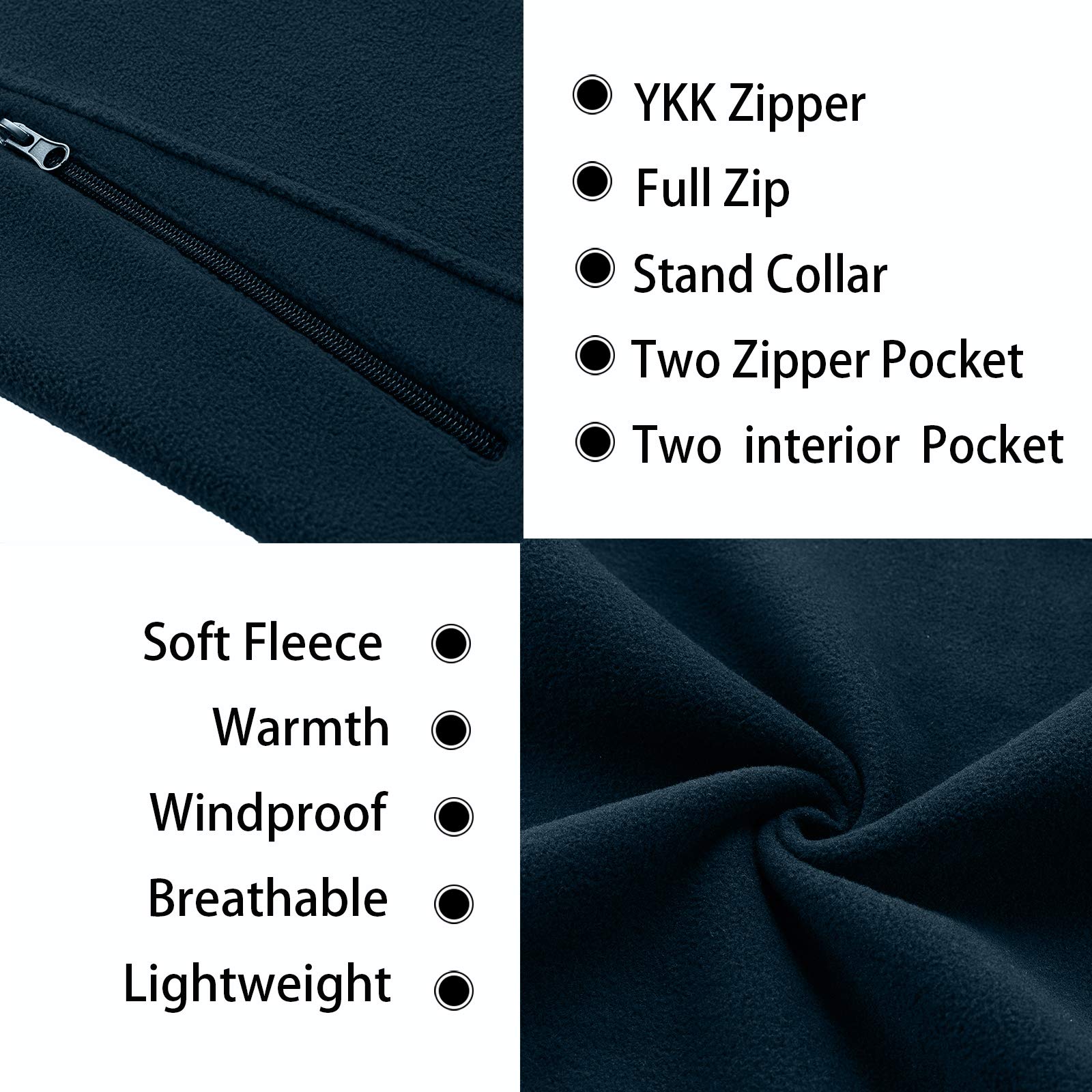 MOHEEN Men's Fleece Vest - Lightweight Full Zip Softshell Sleeveless Jacket with Pockets for Outdoor Activities, Hiking, Camping & Casual Wear