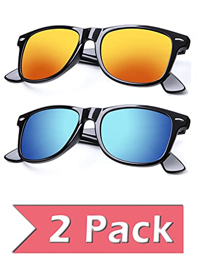 C05- (2 Pack) Glossy Black Frame Blue+orange Lens