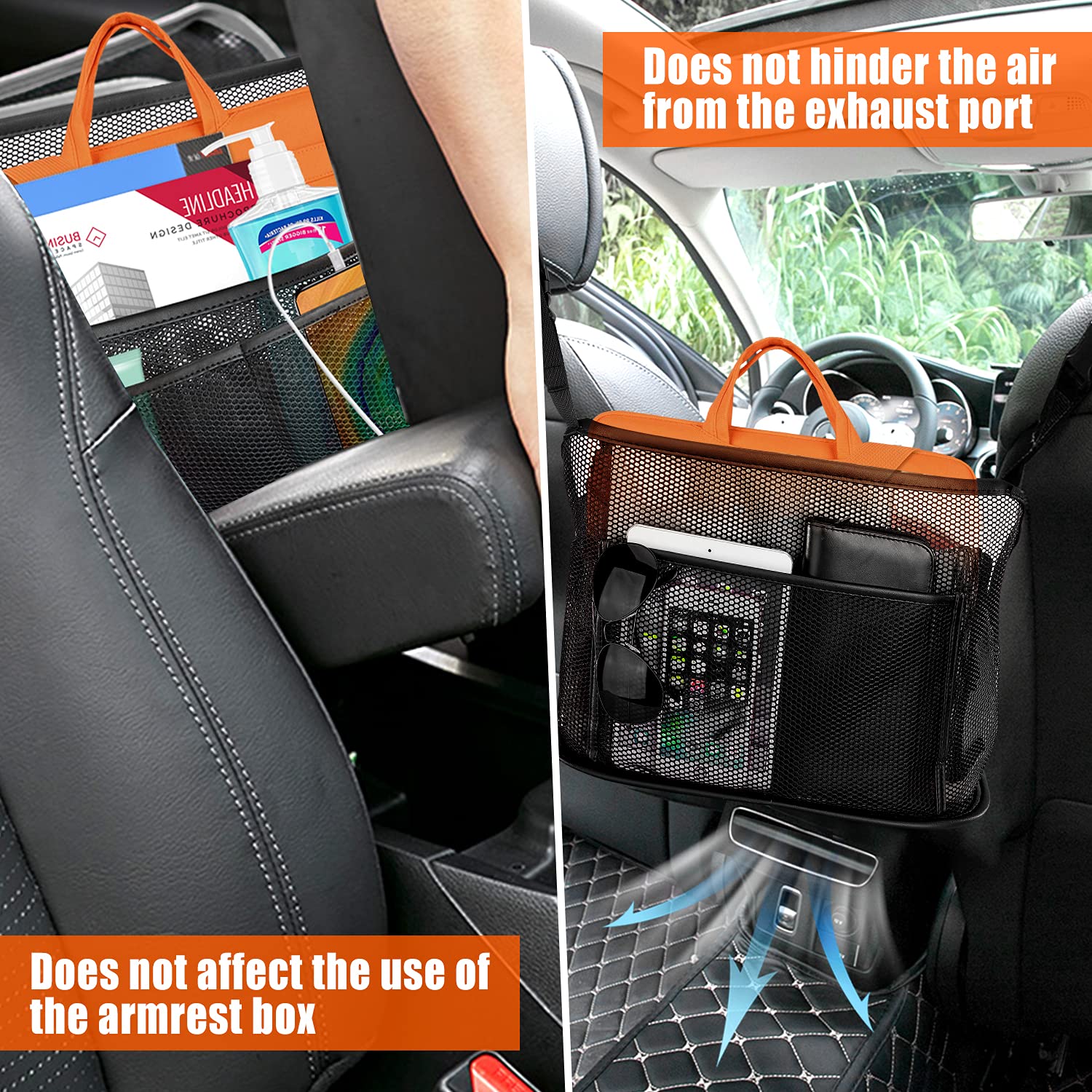 Car Net Pocket Handbag Holder - Premium Car Purse Organizer with Storage for Seats, Acts as a Safety Barrier, Perfect for Daily Commute and Road Trips