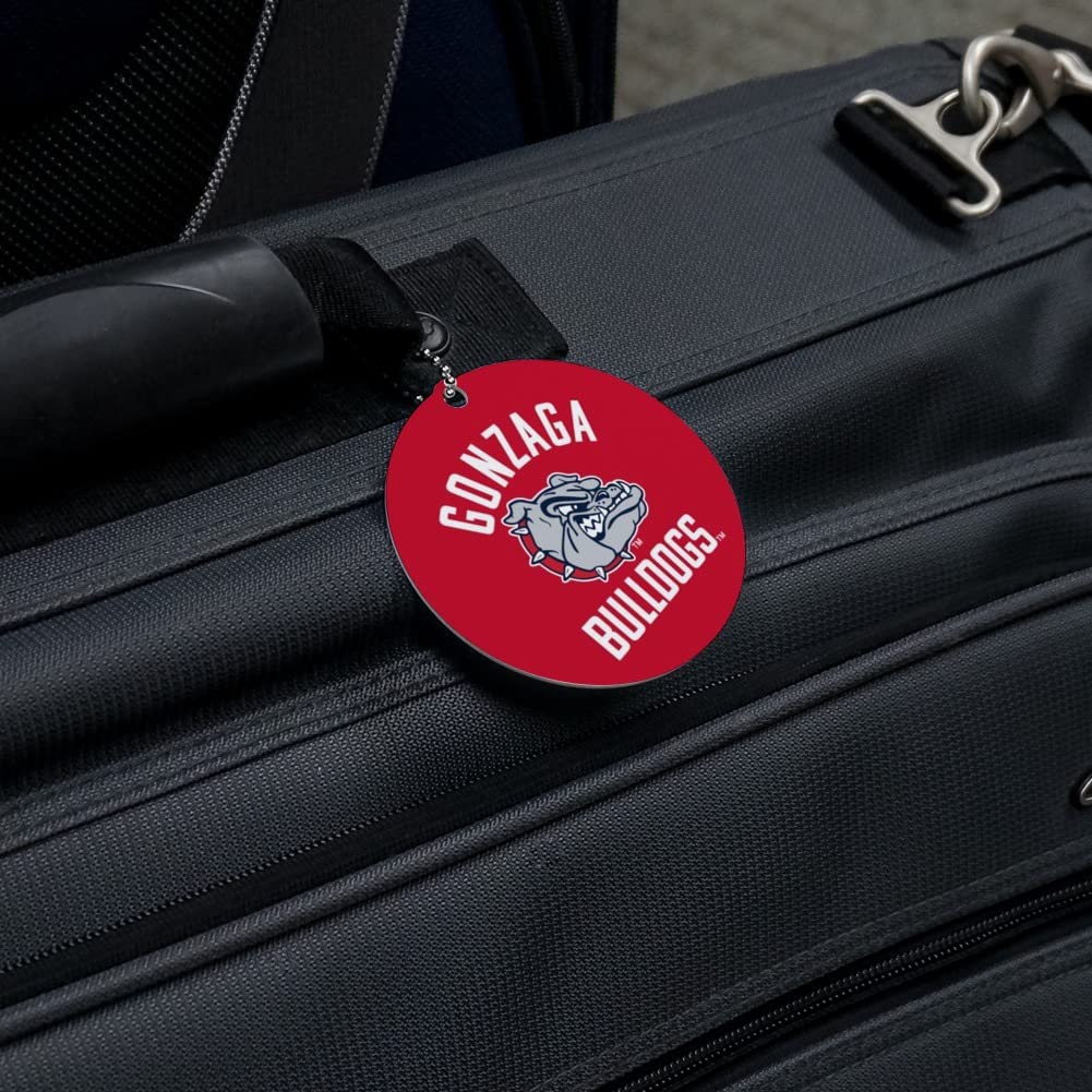 Gonzaga University Bulldogs Round Luggage ID Tag - Personalized Suitcase & Carry-On Baggage Identifier for Travel, College Dorms, and Alumni Events