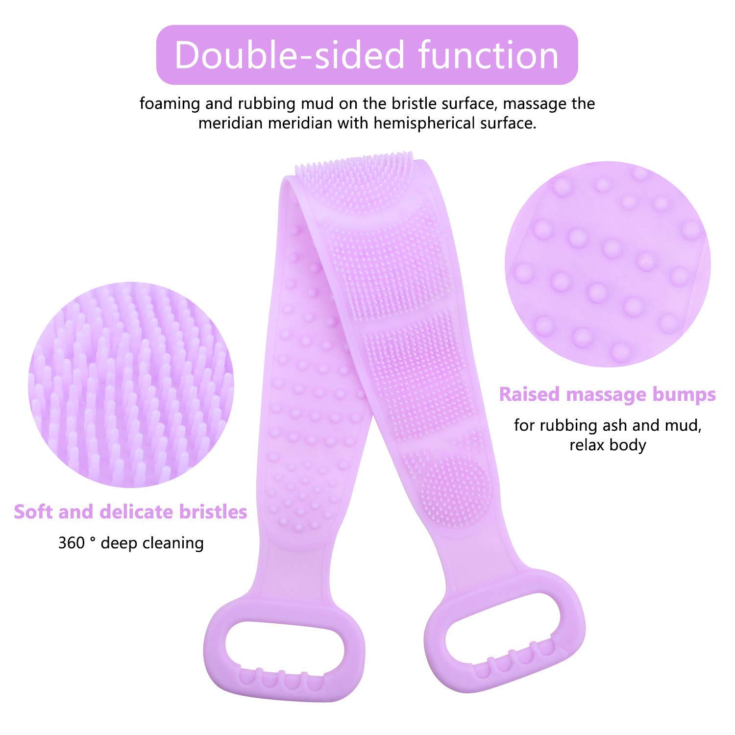 DPISZONE Silicone Bath Body Brush - Exfoliating Back Scrubber for Shower & Spa, Long-Lasting Eco-Friendly Body Brush with Soft Bristles, Easy to Clean & Lathers Well (Multi-Color) - Perfect for Exfoliating Dead Skin Cells & Improving Circulation in Bath, Shower or Home Spa